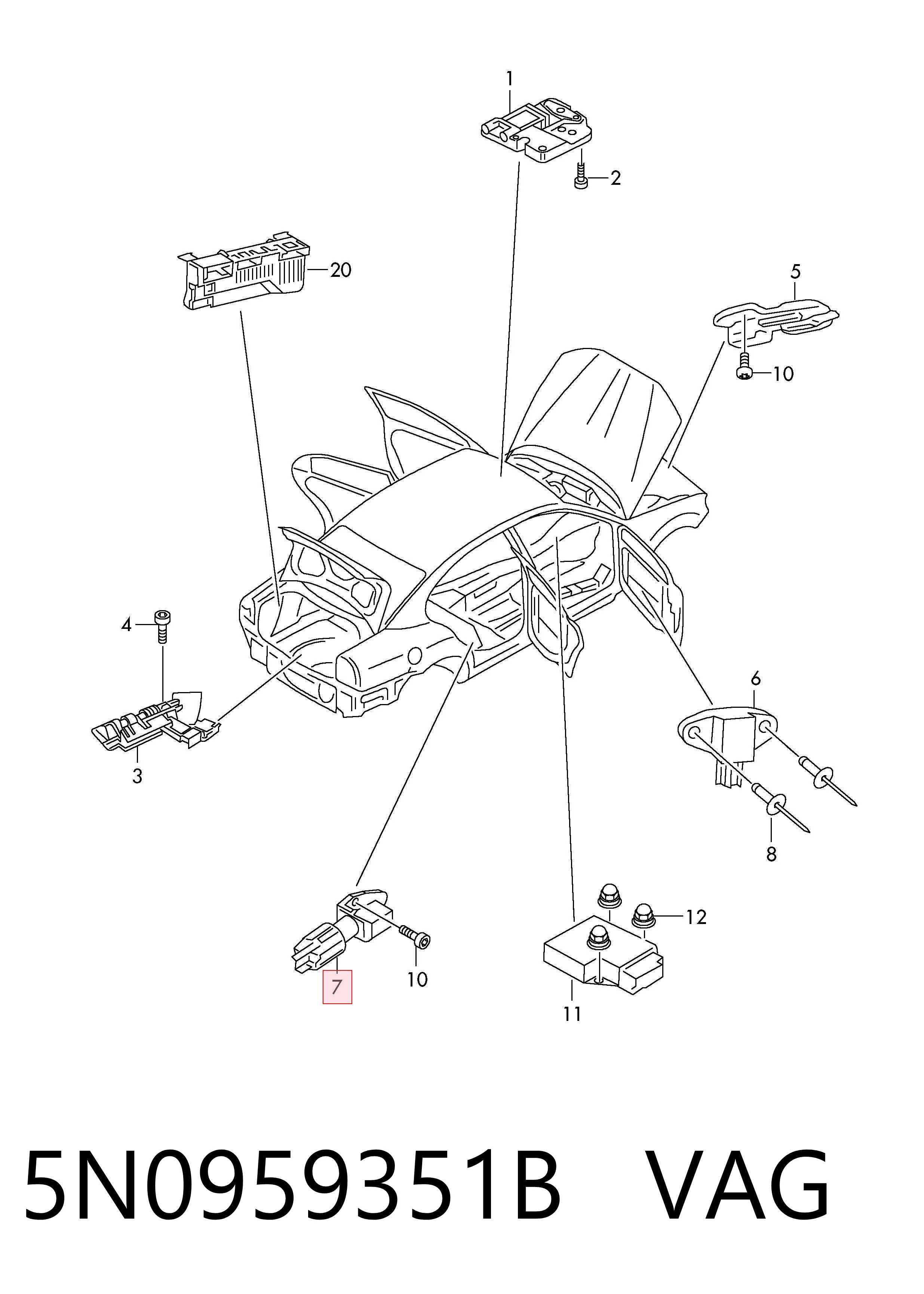 Sensor de airbag delantero VAG 5N0959351B precio, desde 33,40 EUR