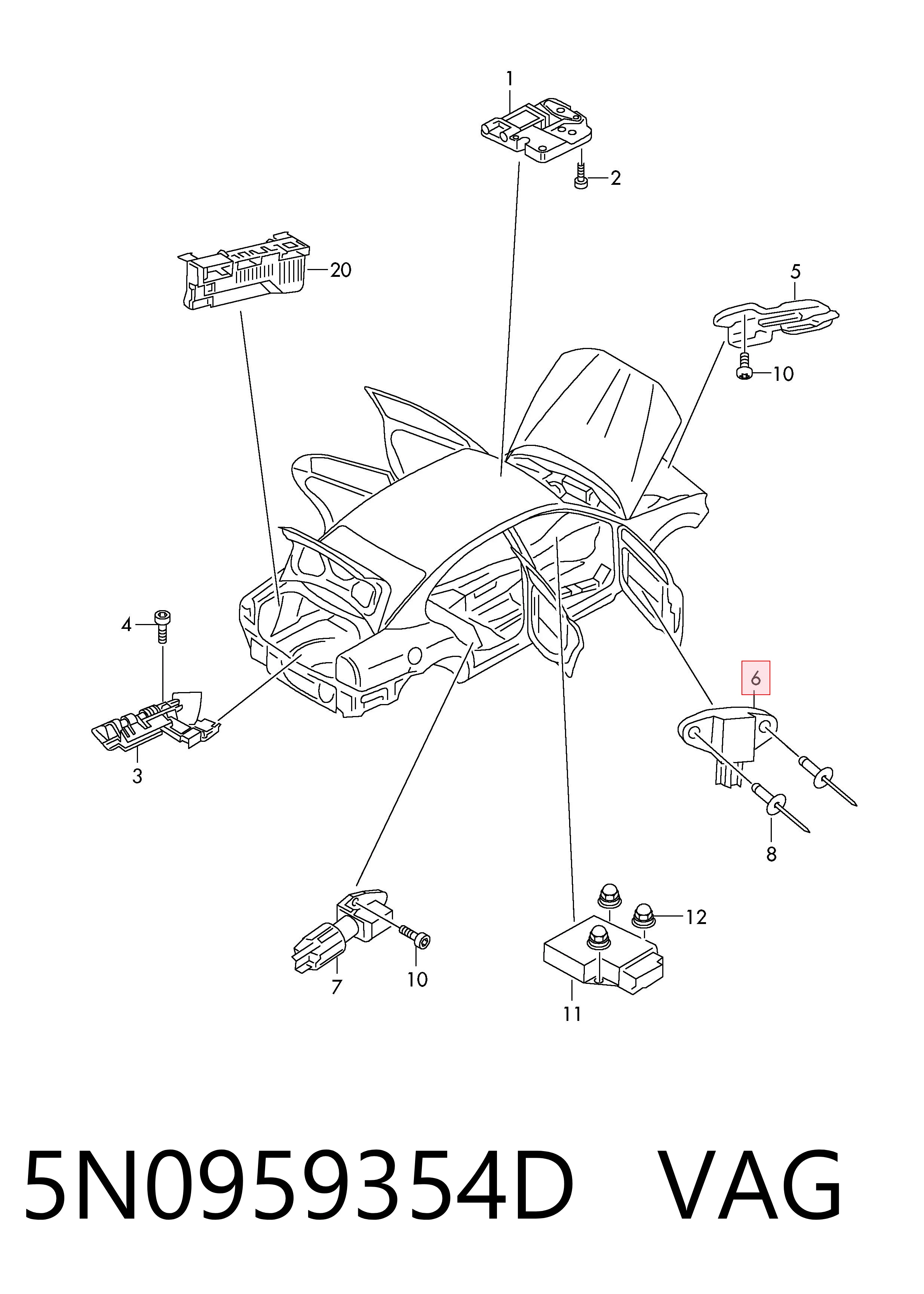5N0959354D VAG Sensor de airbag delantero