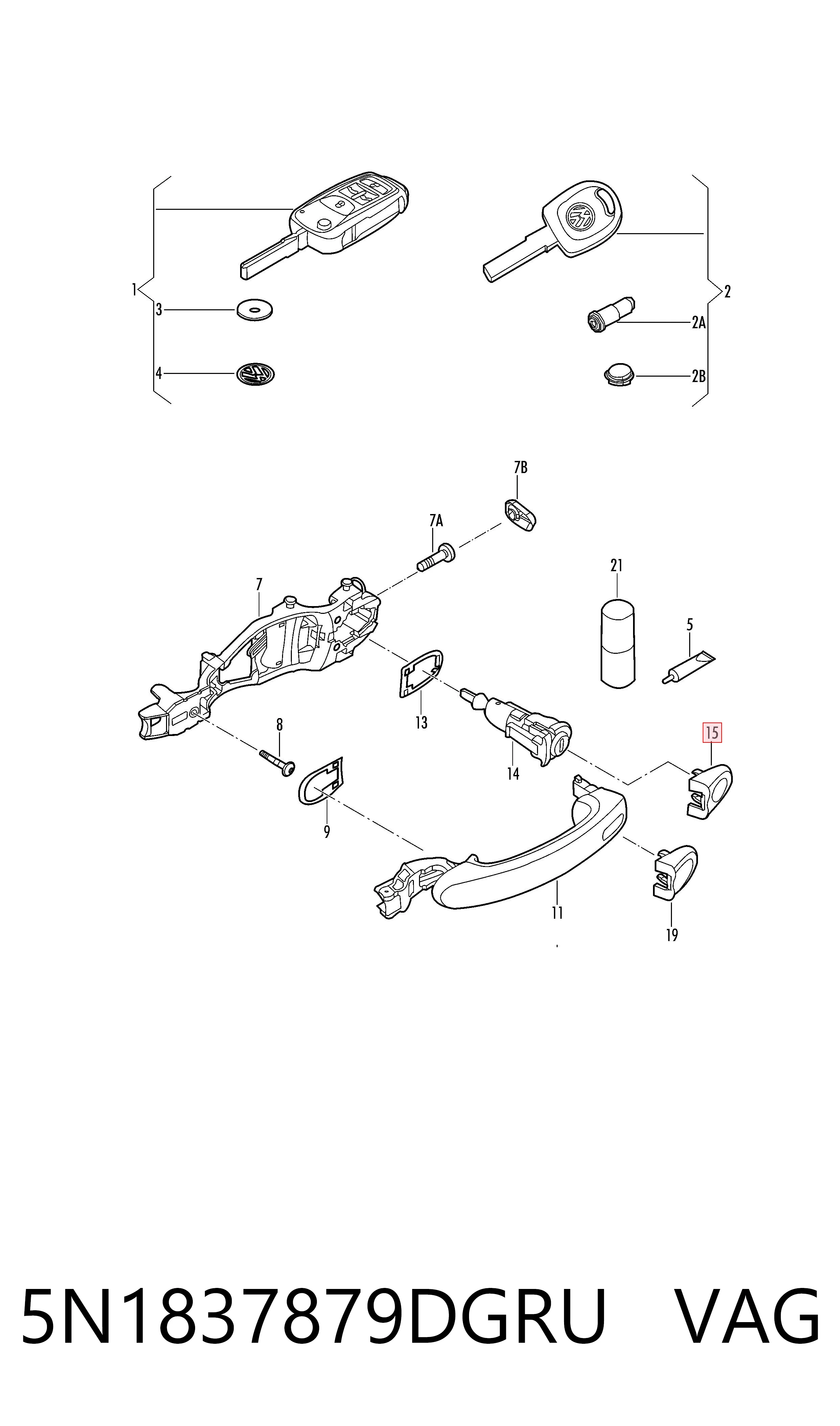 Tapa de manija exterior de puerta delantera izquierda VAG 5N1837879DGRU precio, desde 18,86 EUR