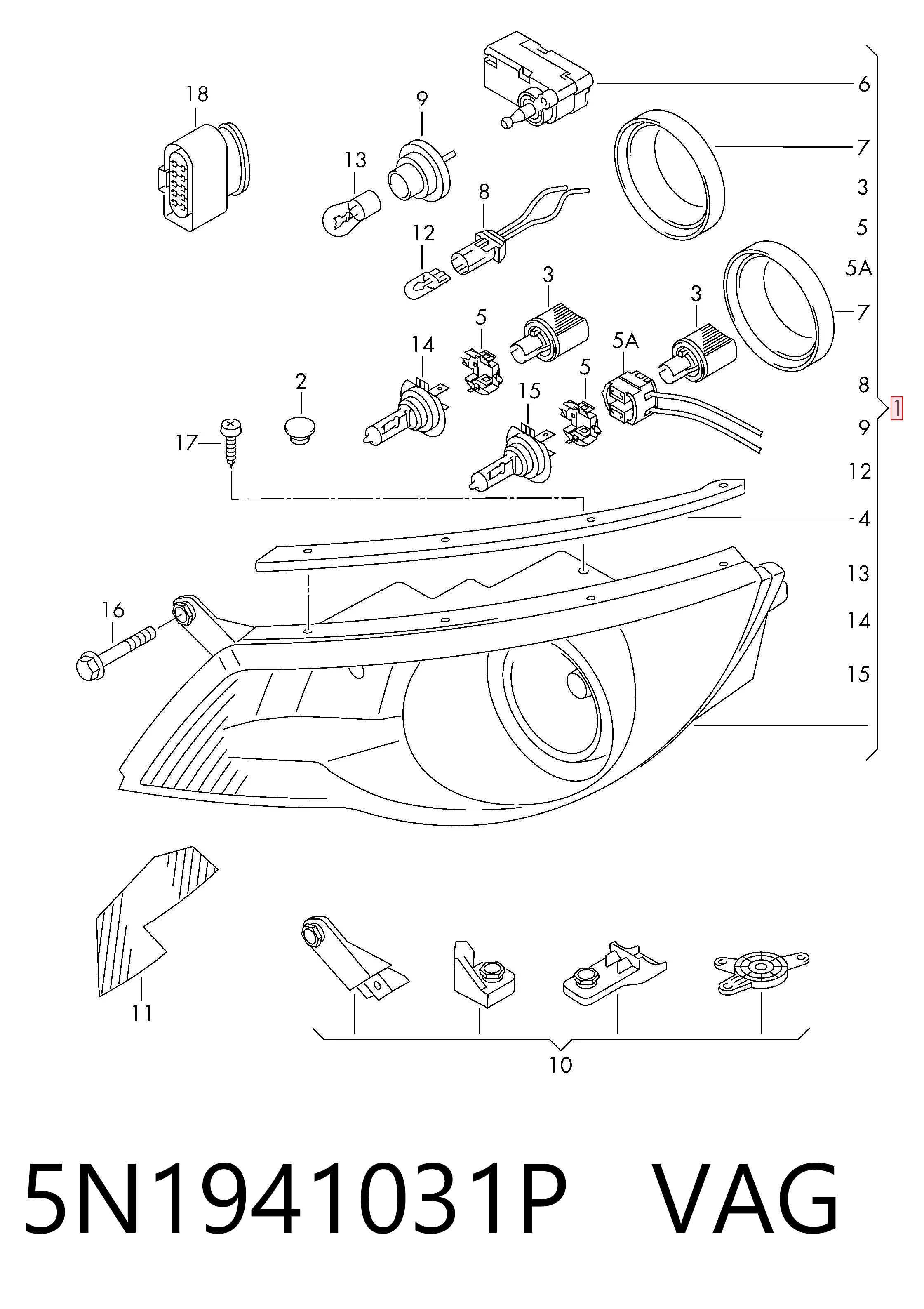 Comprar Faro izquierdo Volkswagen Tiguan I 5N1, 5N2 a bajo precio