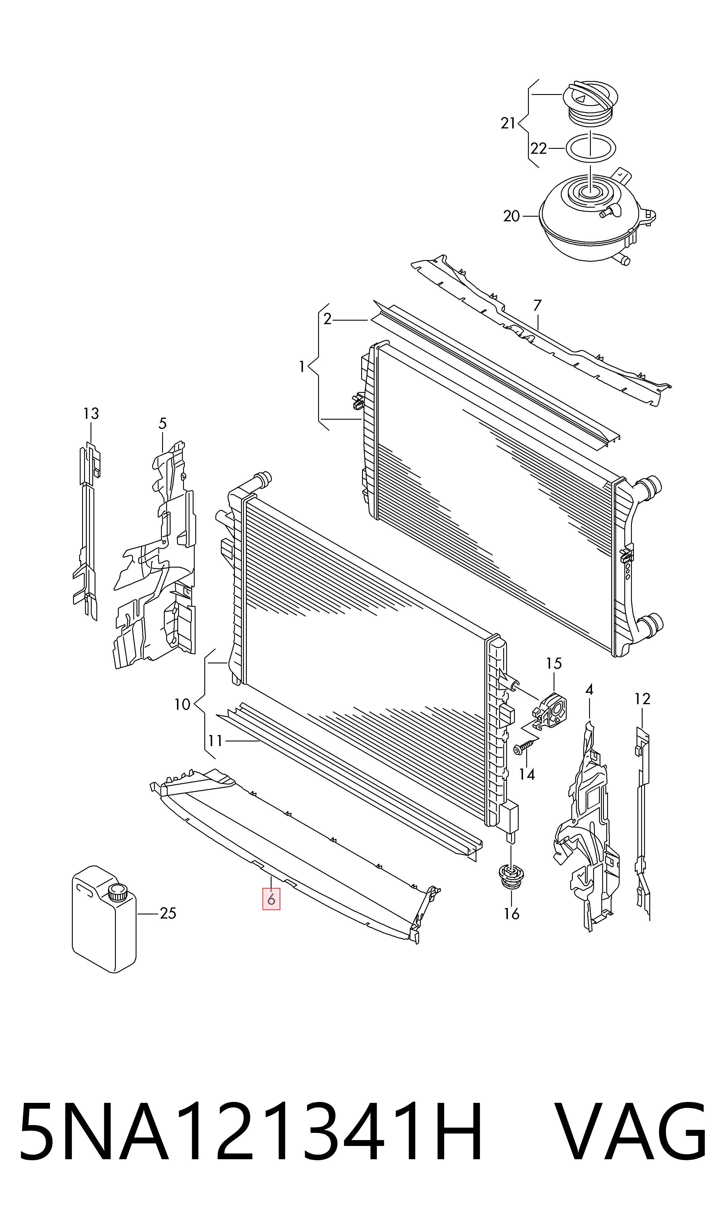 5NA121341H VAG Deflector de aire inferior del radiador