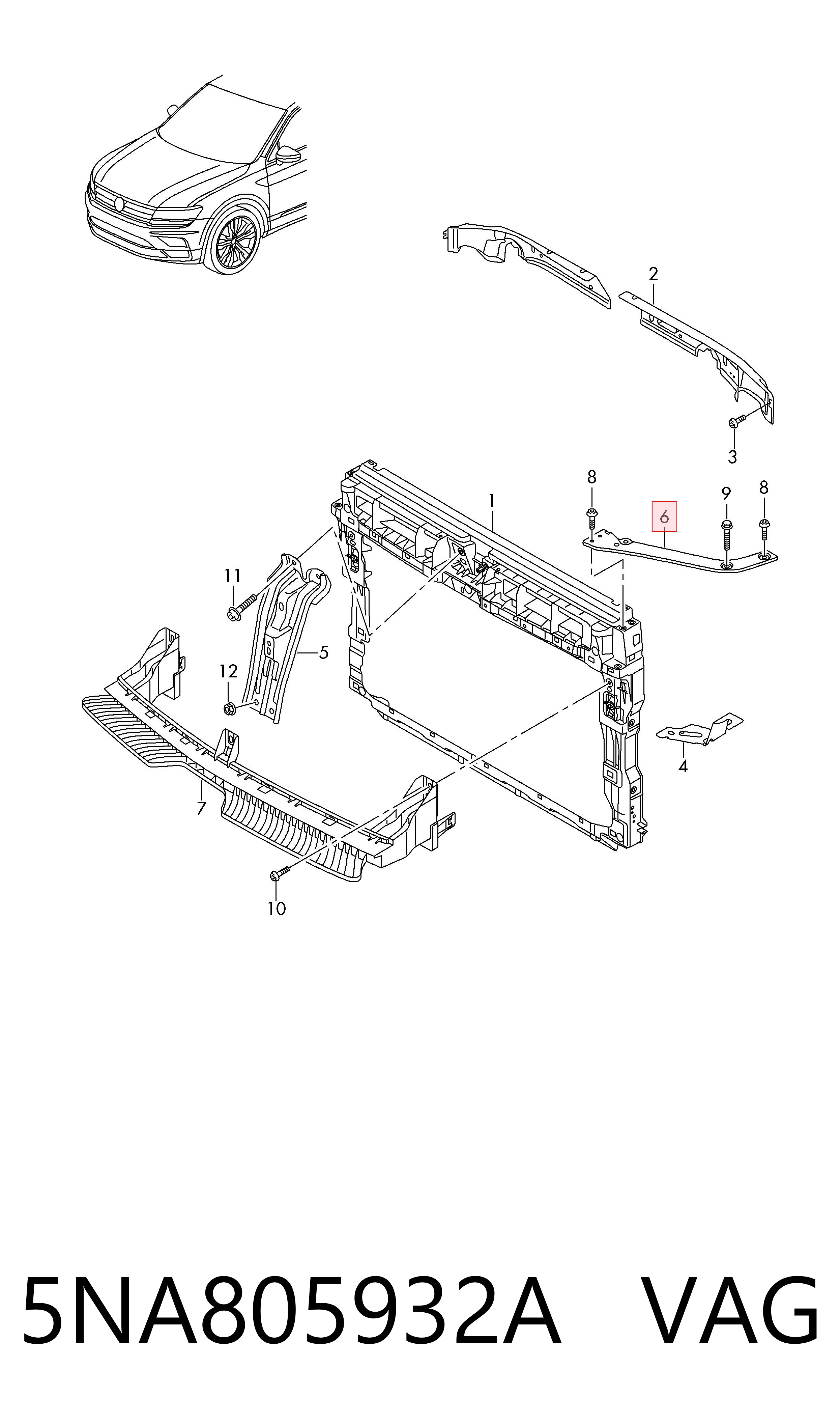 Comprar 5NA805932A VAG Soporte superior derecho del radiador
