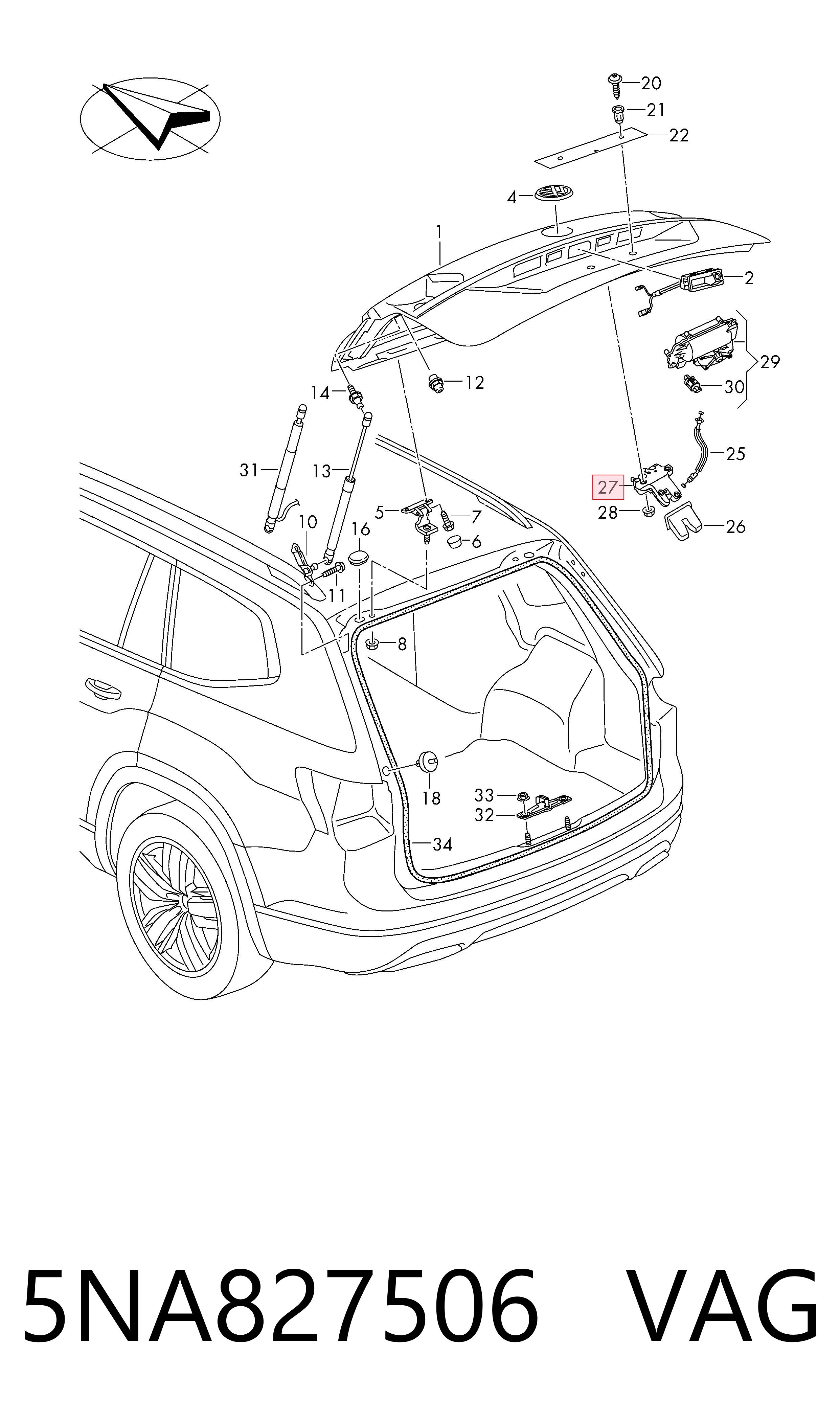 Cerradura de portón trasero VAG 5NA827506 precio, desde 78,09 EUR