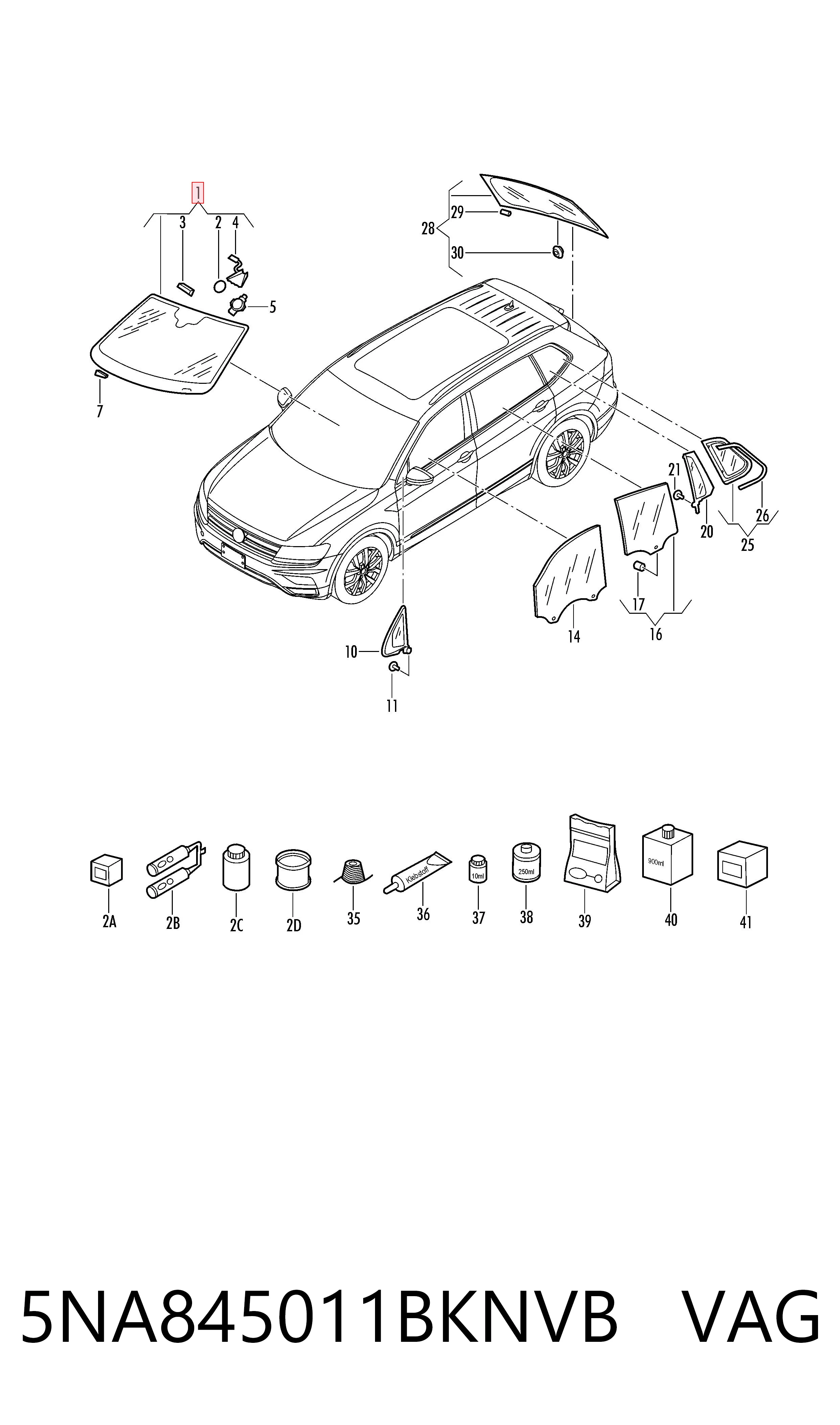 Parabrisas para Volkswagen Tiguan BW2, BJ2