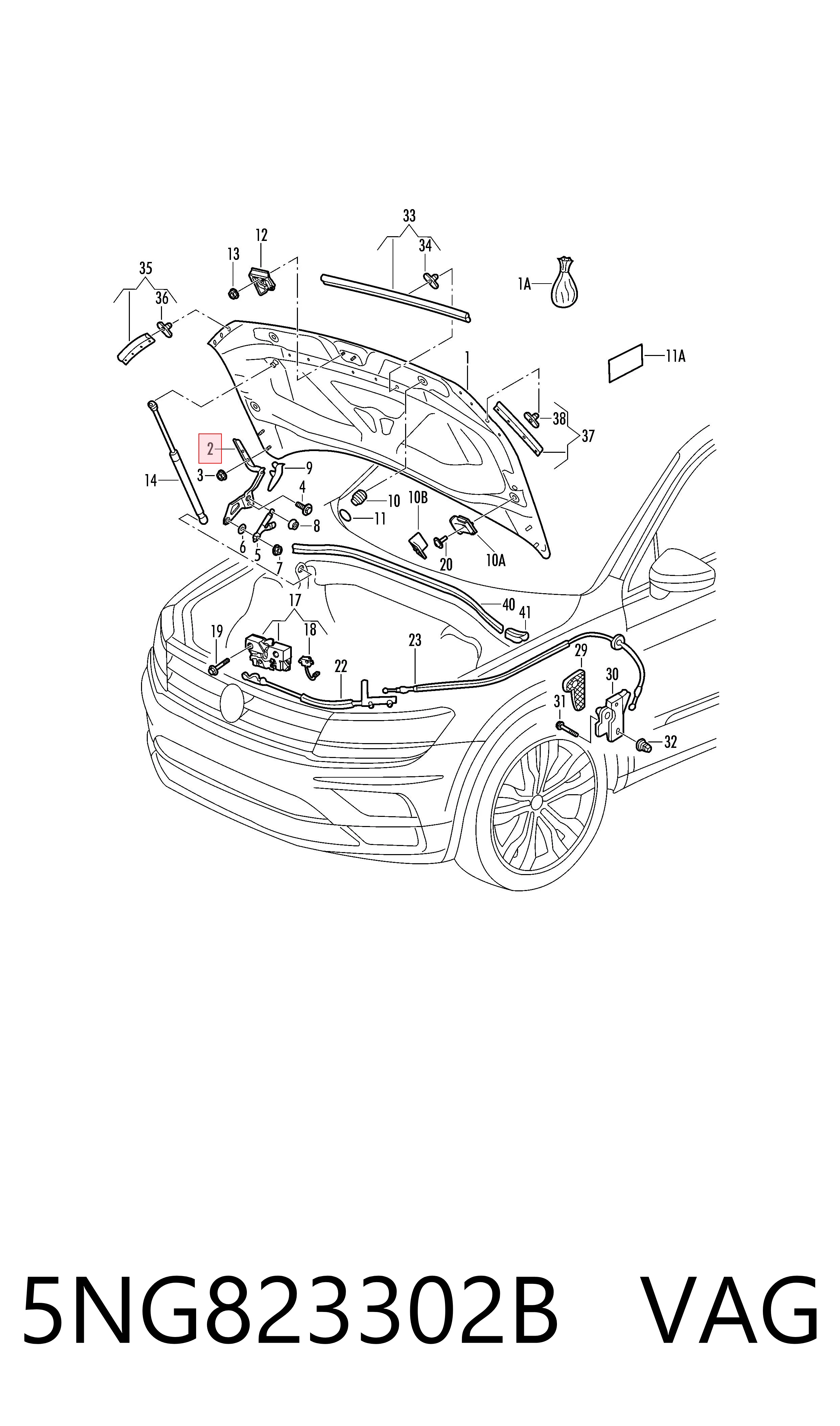 5NG823302B VAG Bisagra de capot derecha