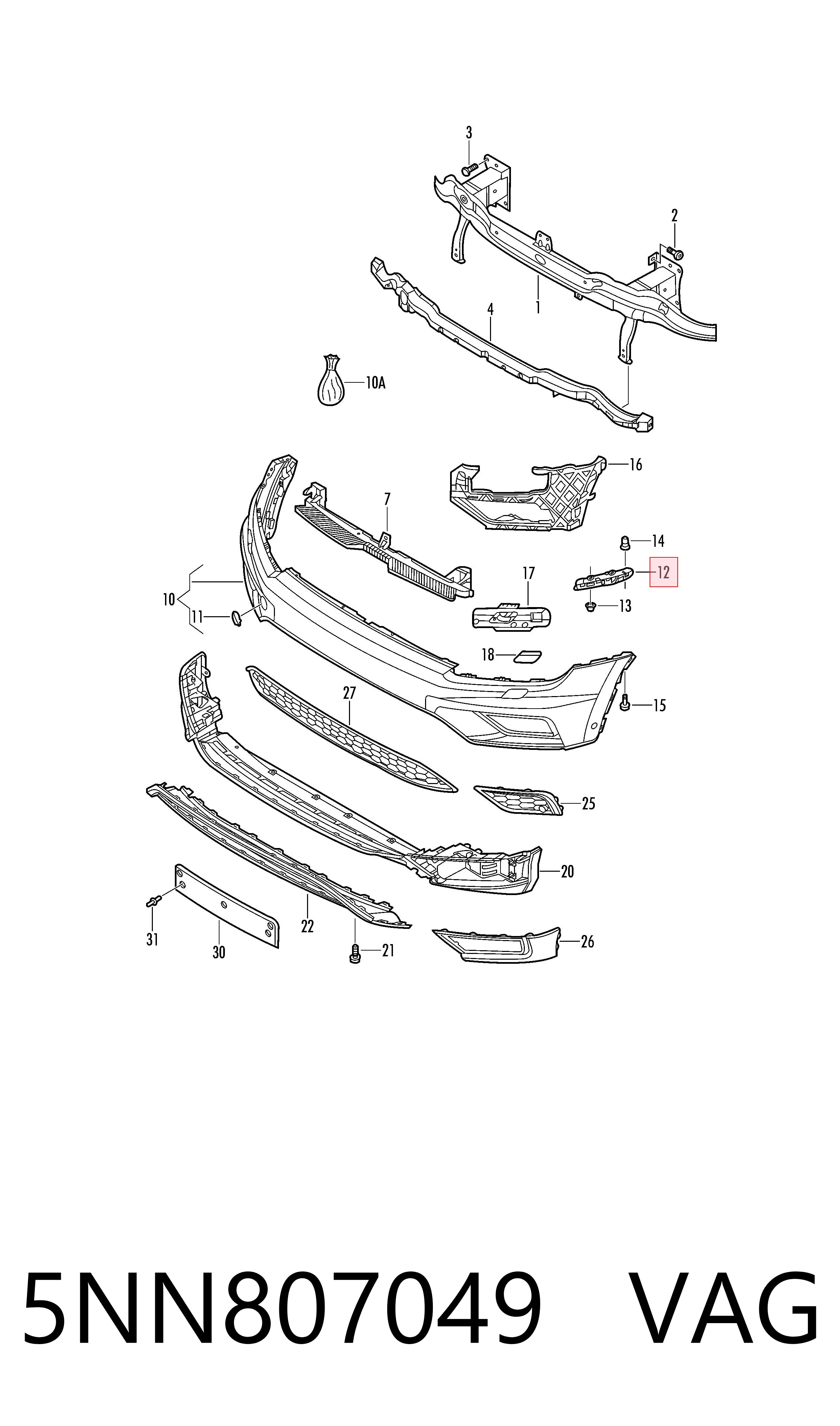 Comprar 5NN807049 VAG Soporte de parachoques delantero izquierdo