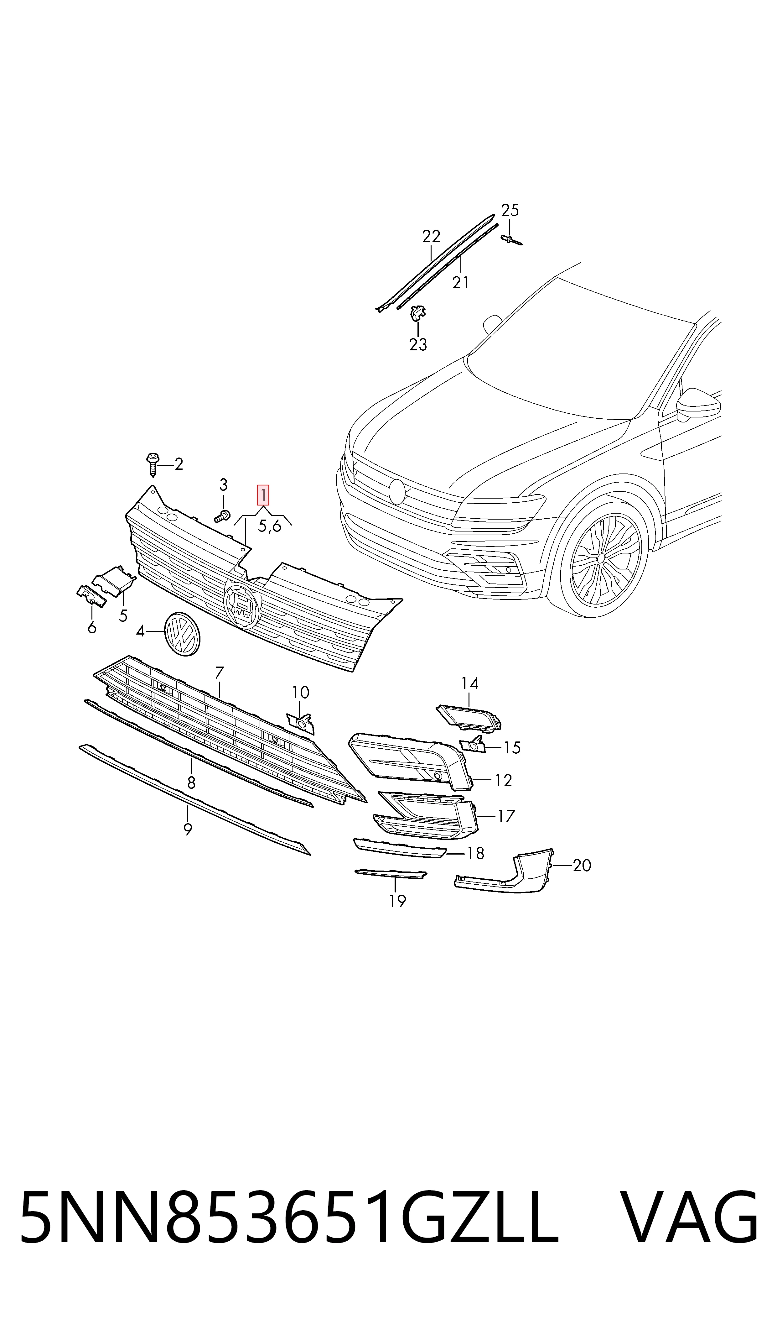 Calandra Volkswagen Tiguan (2017-2026)