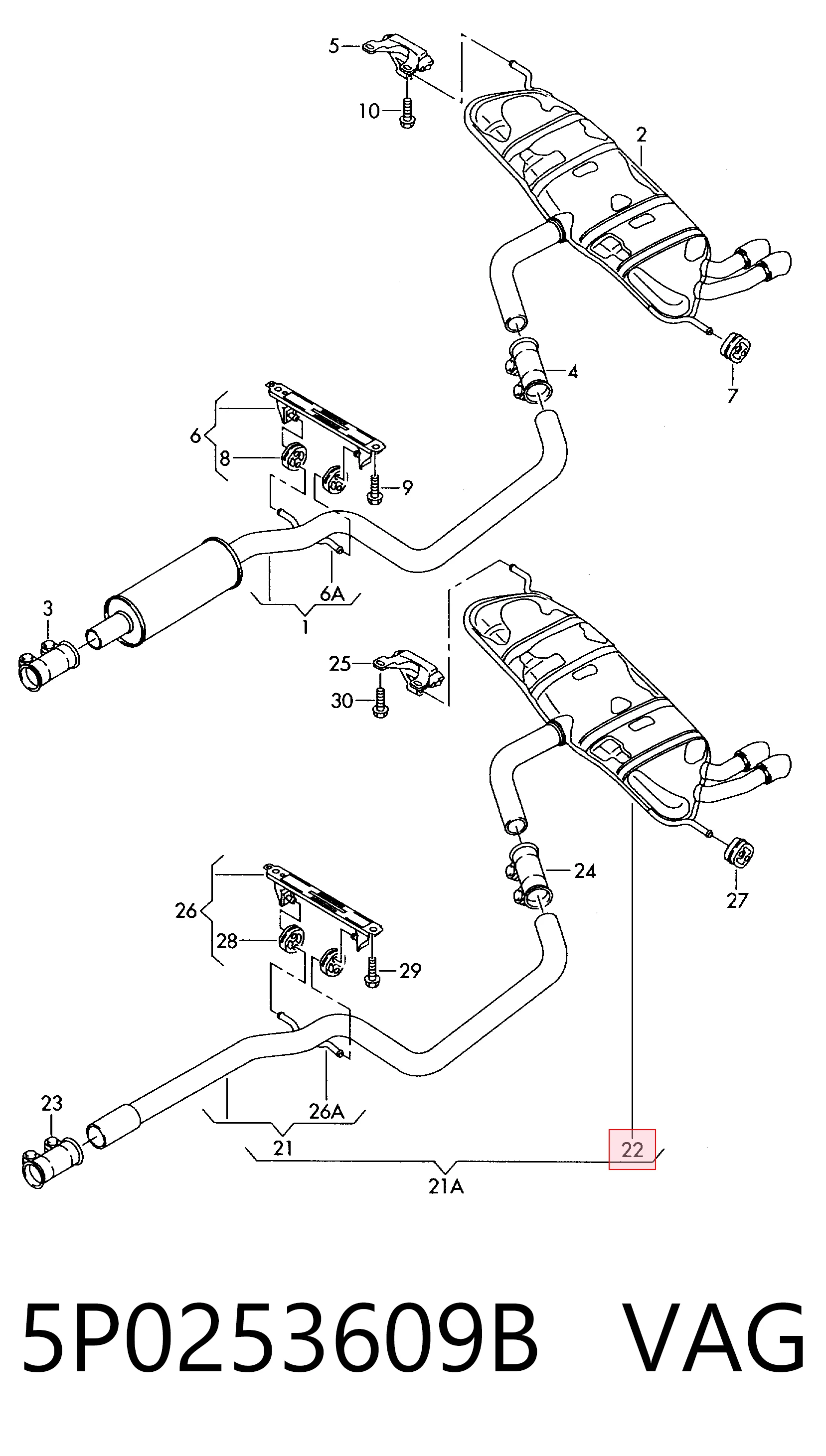 Silencioso trasero Seat Leon II (2005-2013)