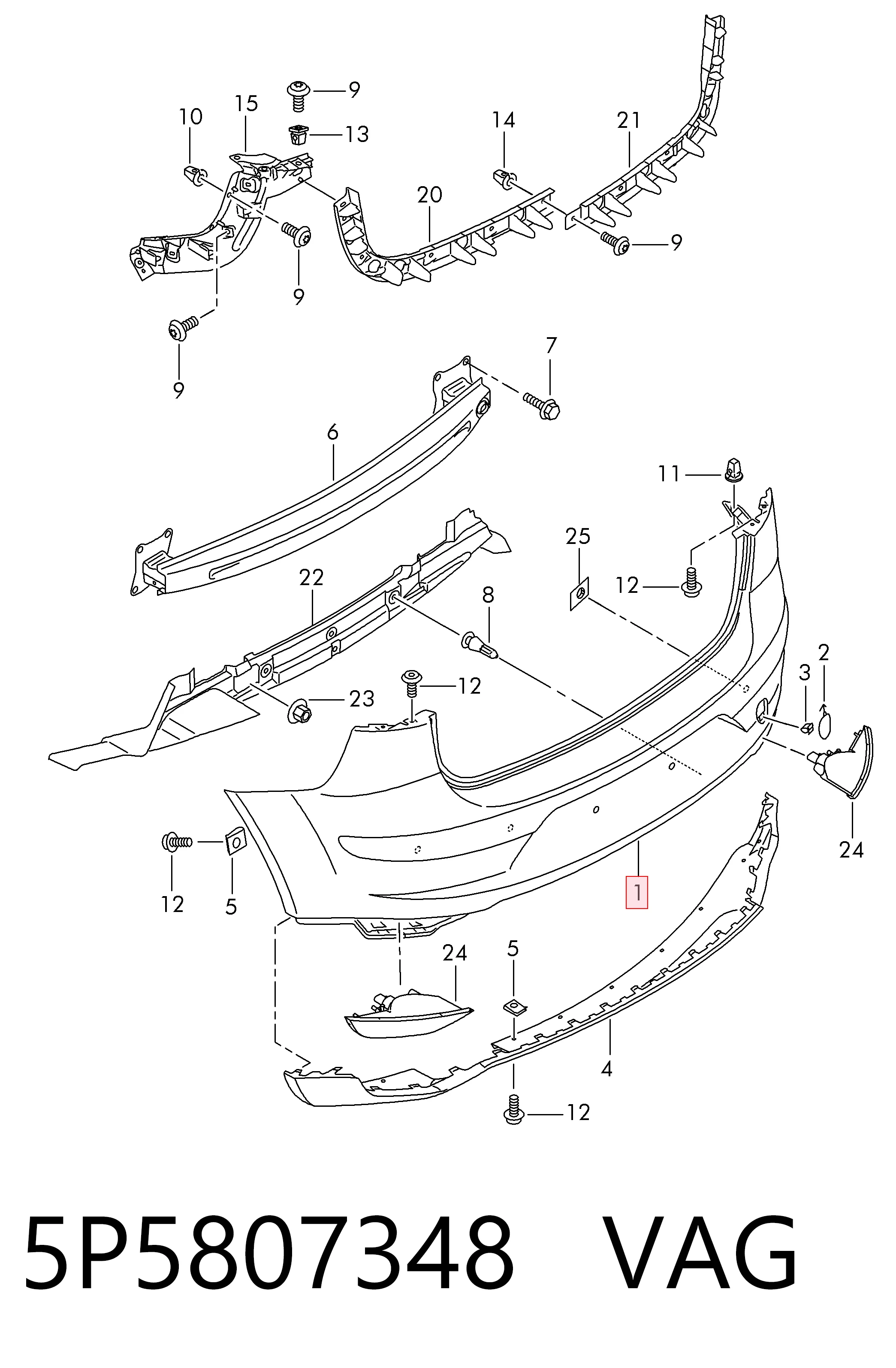 Defensa trasero para Seat Altea  5P1