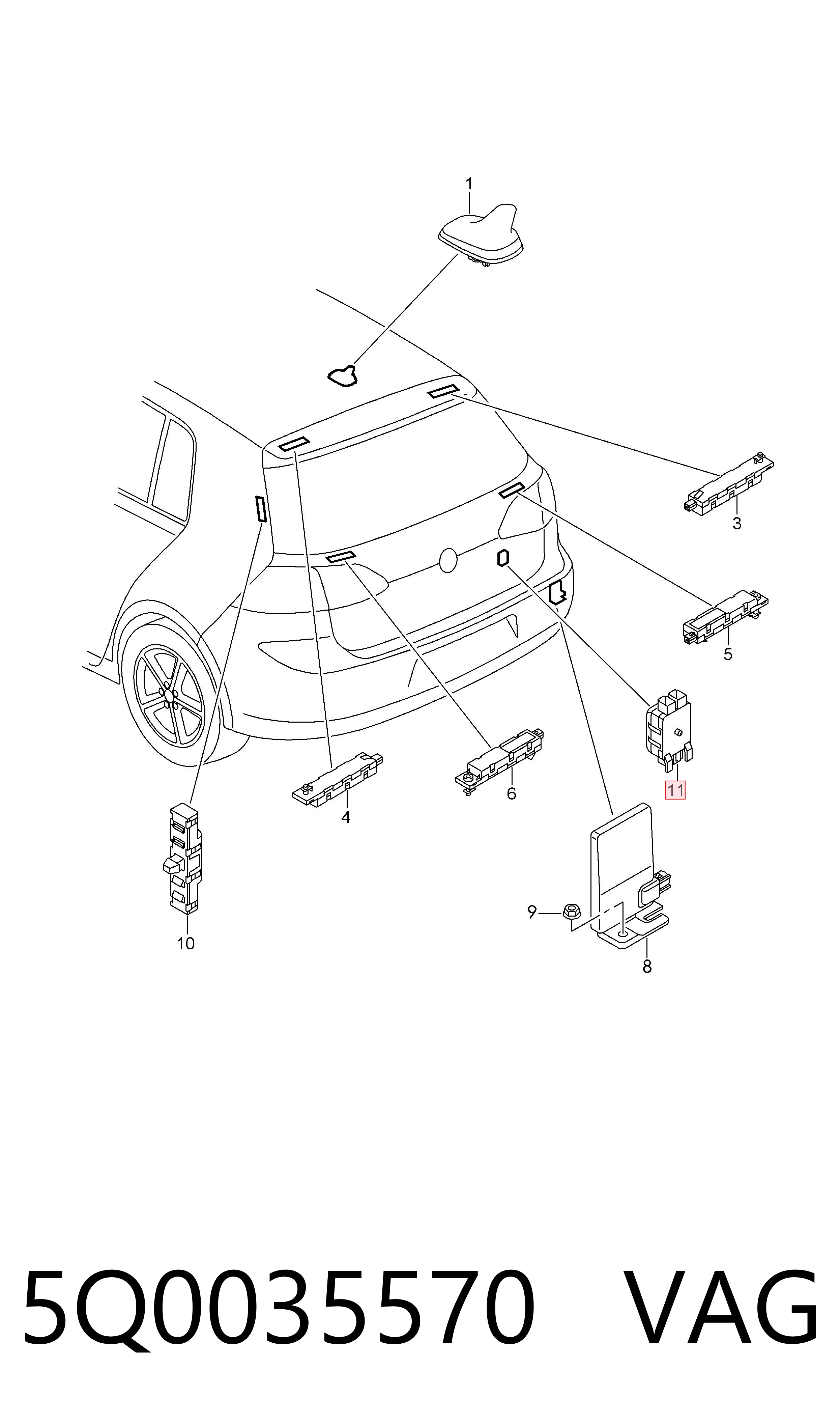 Amplificador de señal de antena VAG 5Q0035570 precio, desde 33,40 EUR