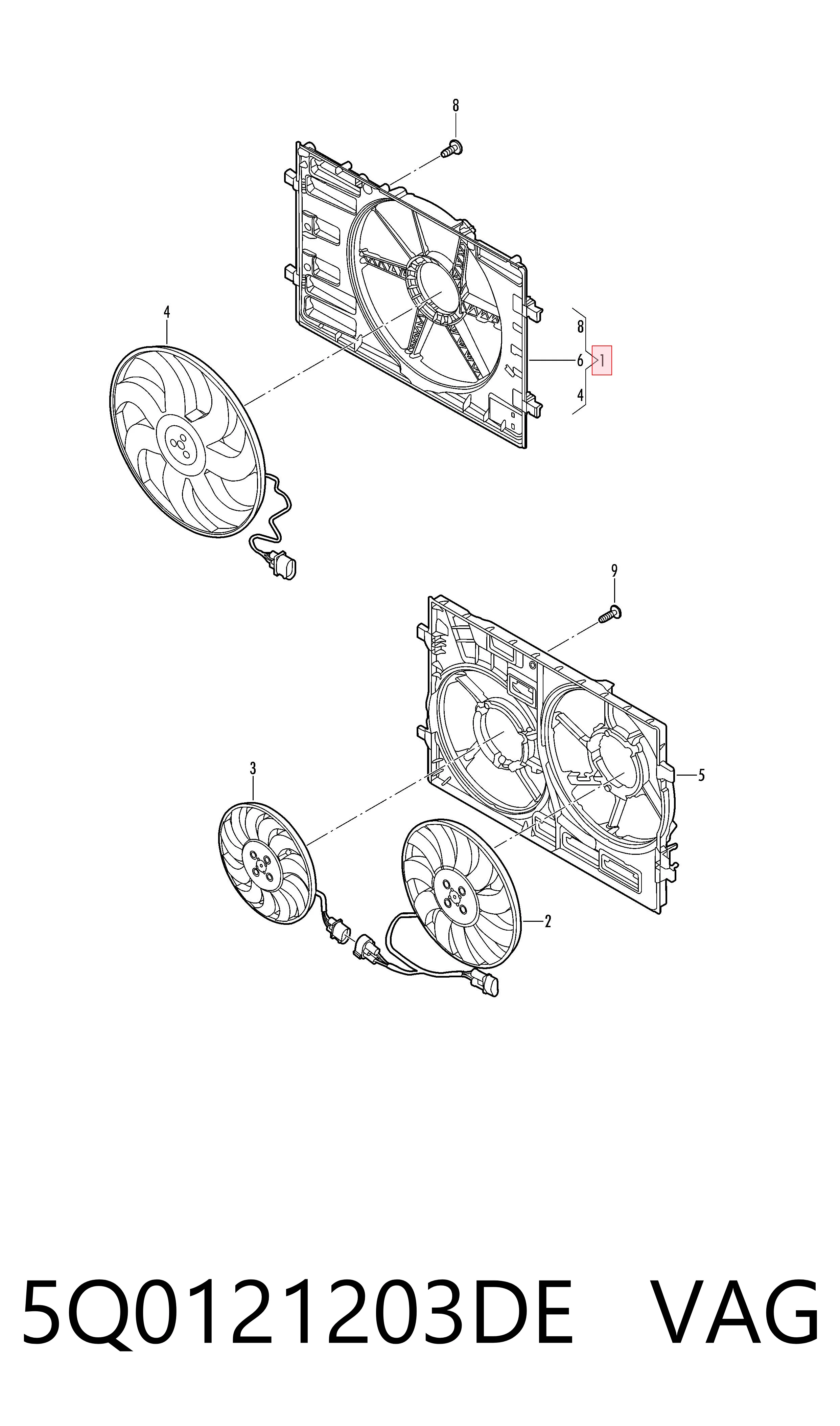 5Q0121203DE VAG Ventilador de refrigeración del motor
