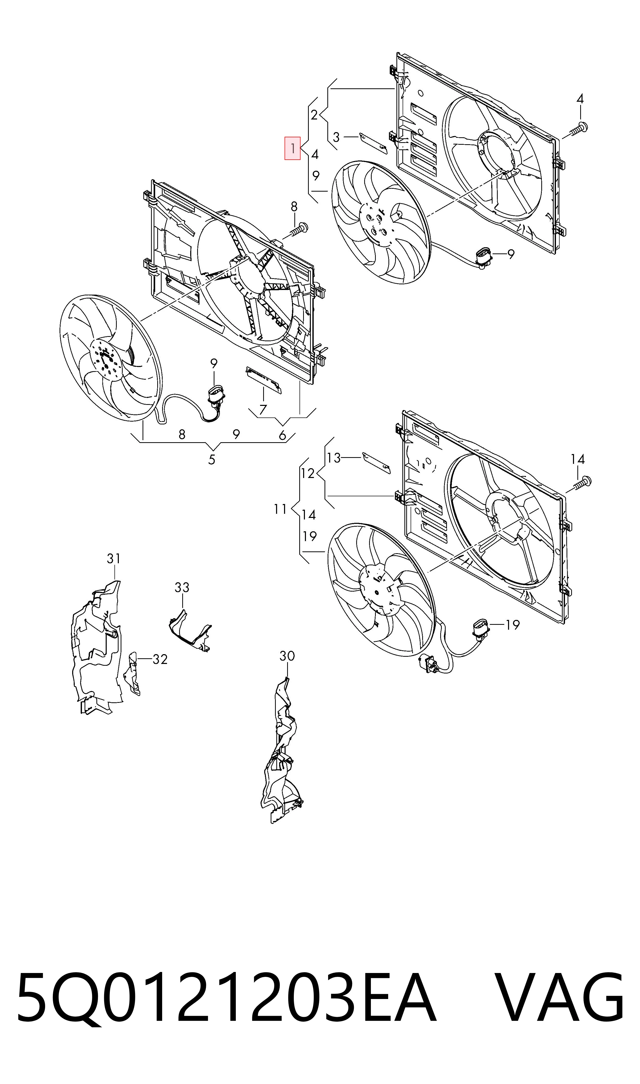 5Q0121203EA VAG Electroventilador del motor