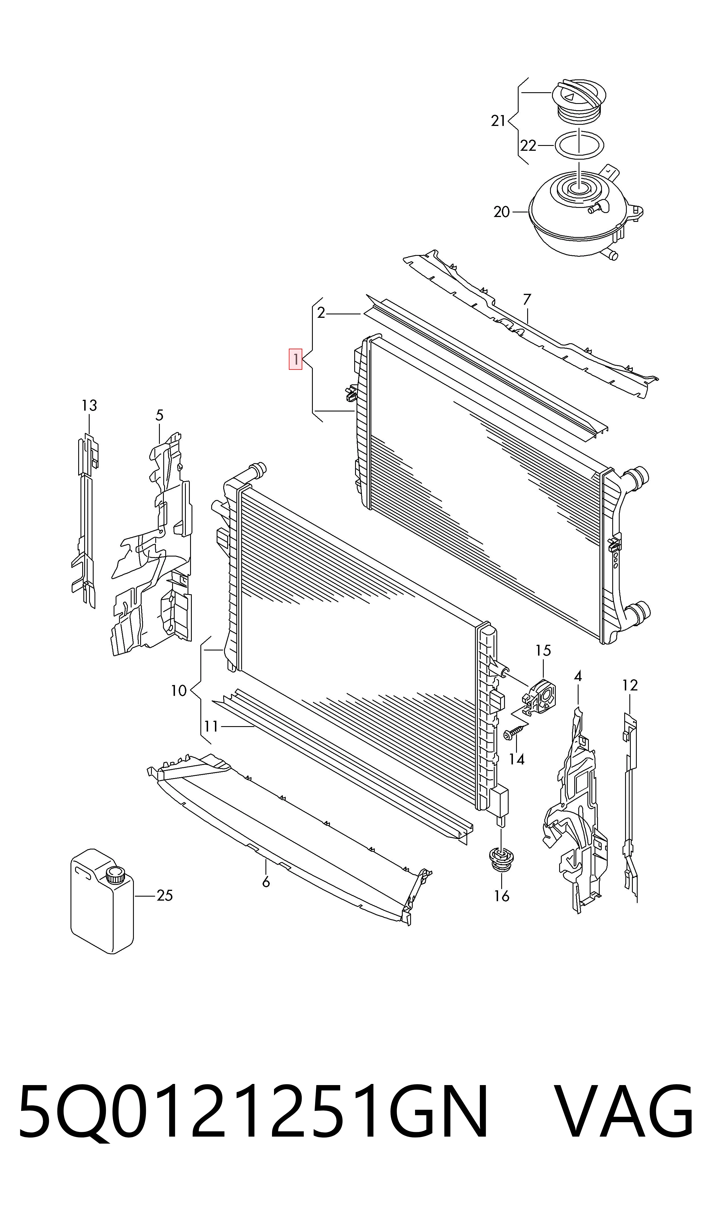 Radiador 5Q0121251GN VAG