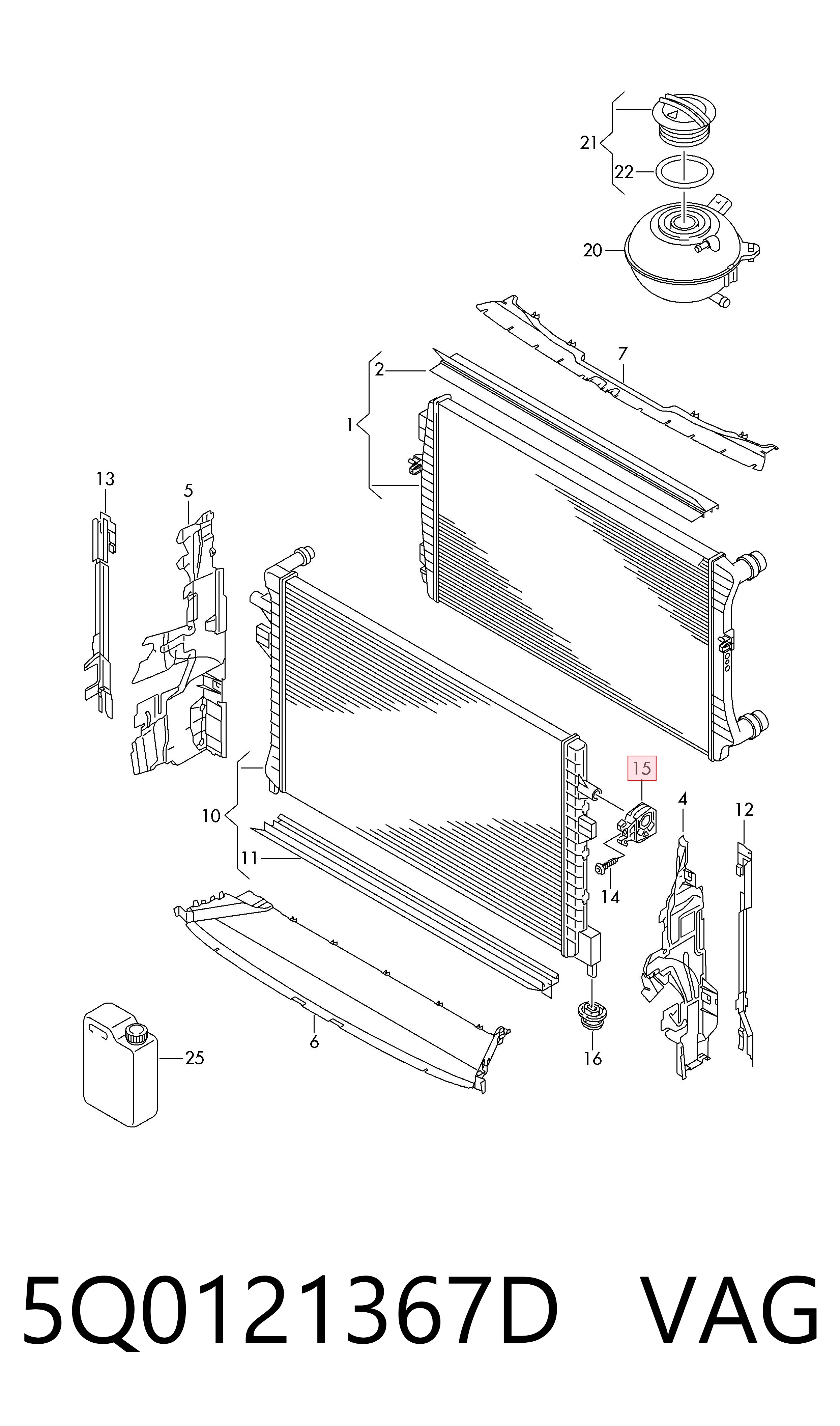 5Q0121367D VAG Soporte superior de radiador