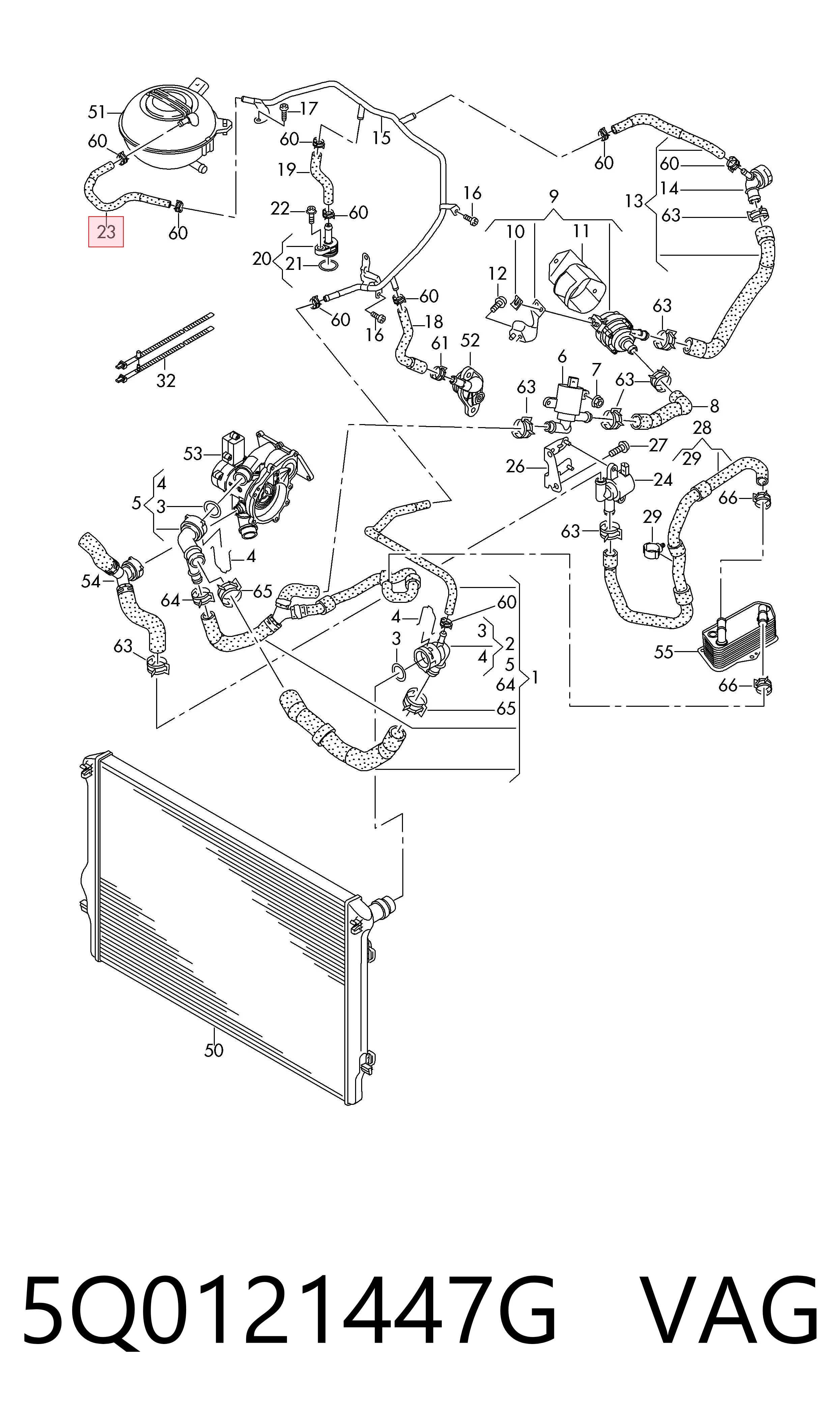5Q0121447G VAG Manguera de refrigeración