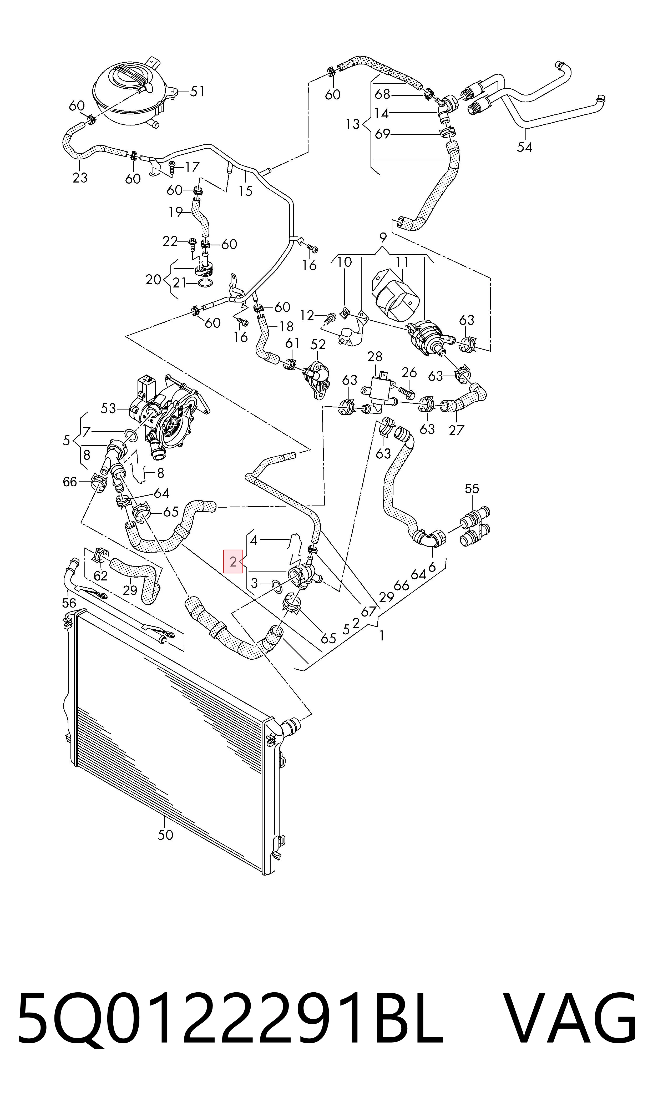 Comprar 5Q0122291BL VAG Acople rápido de la manguera del radiador