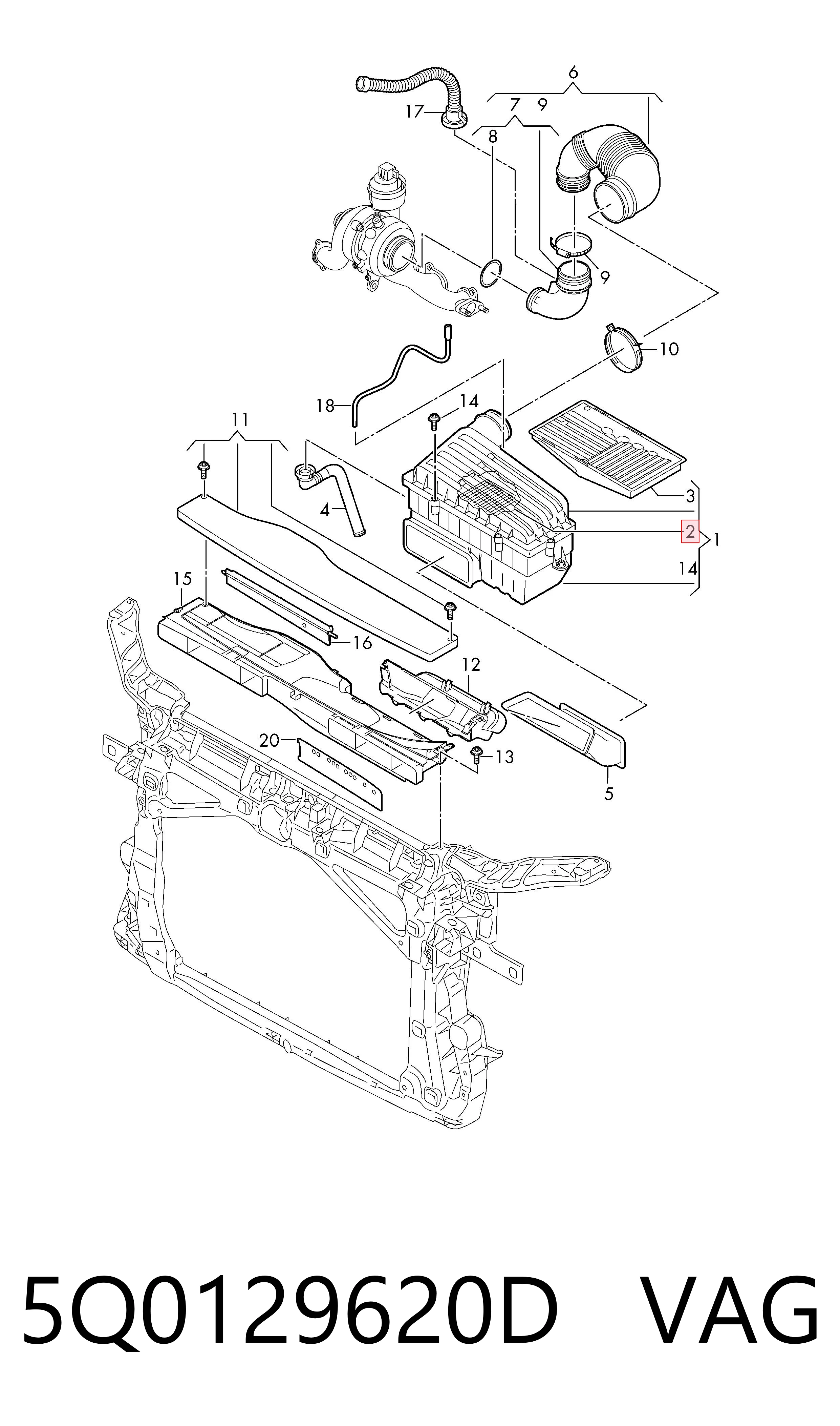 5Q0129620D VAG Filtro de aire de motor