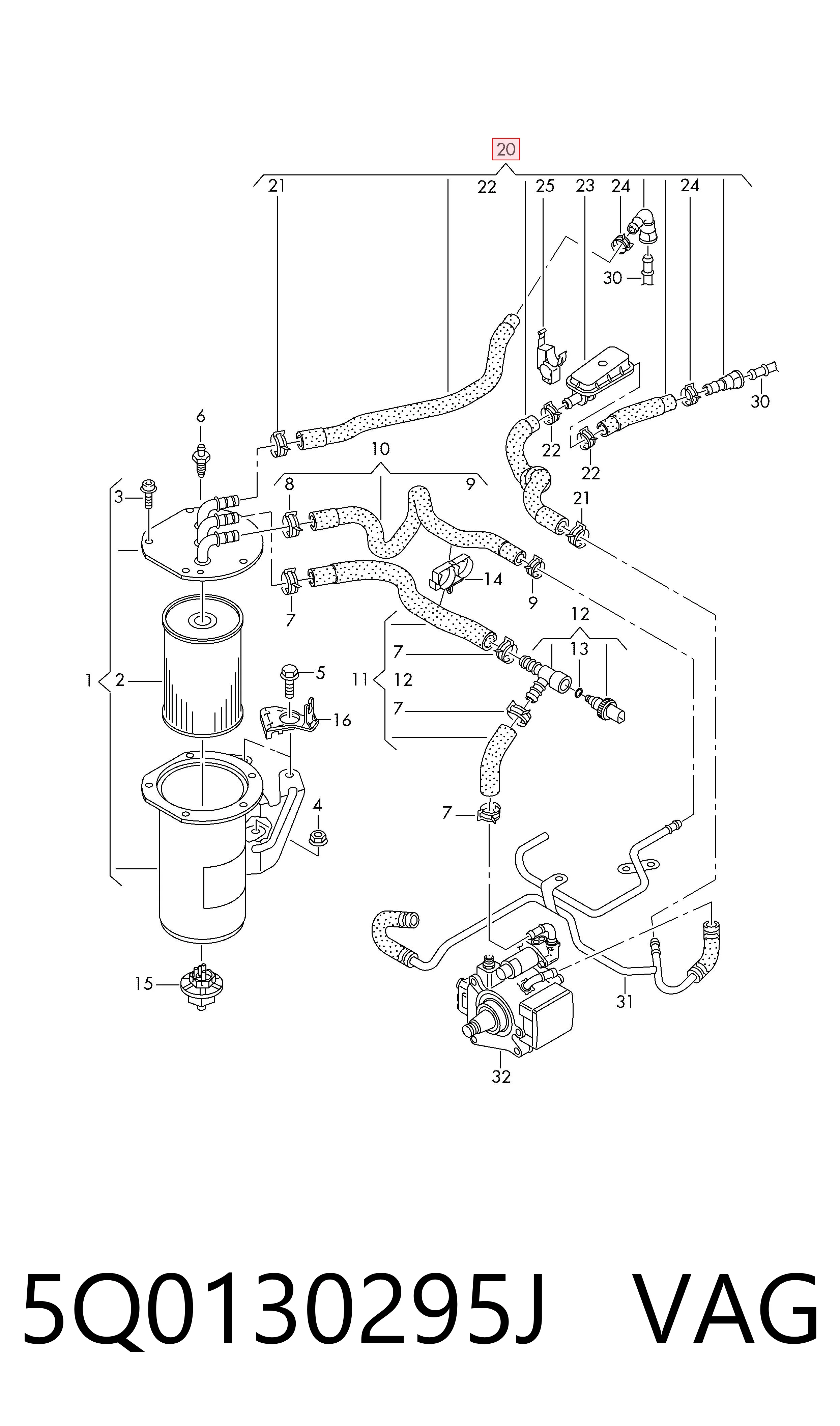 5Q0130295J VAG Sensor de temperatura de combustible