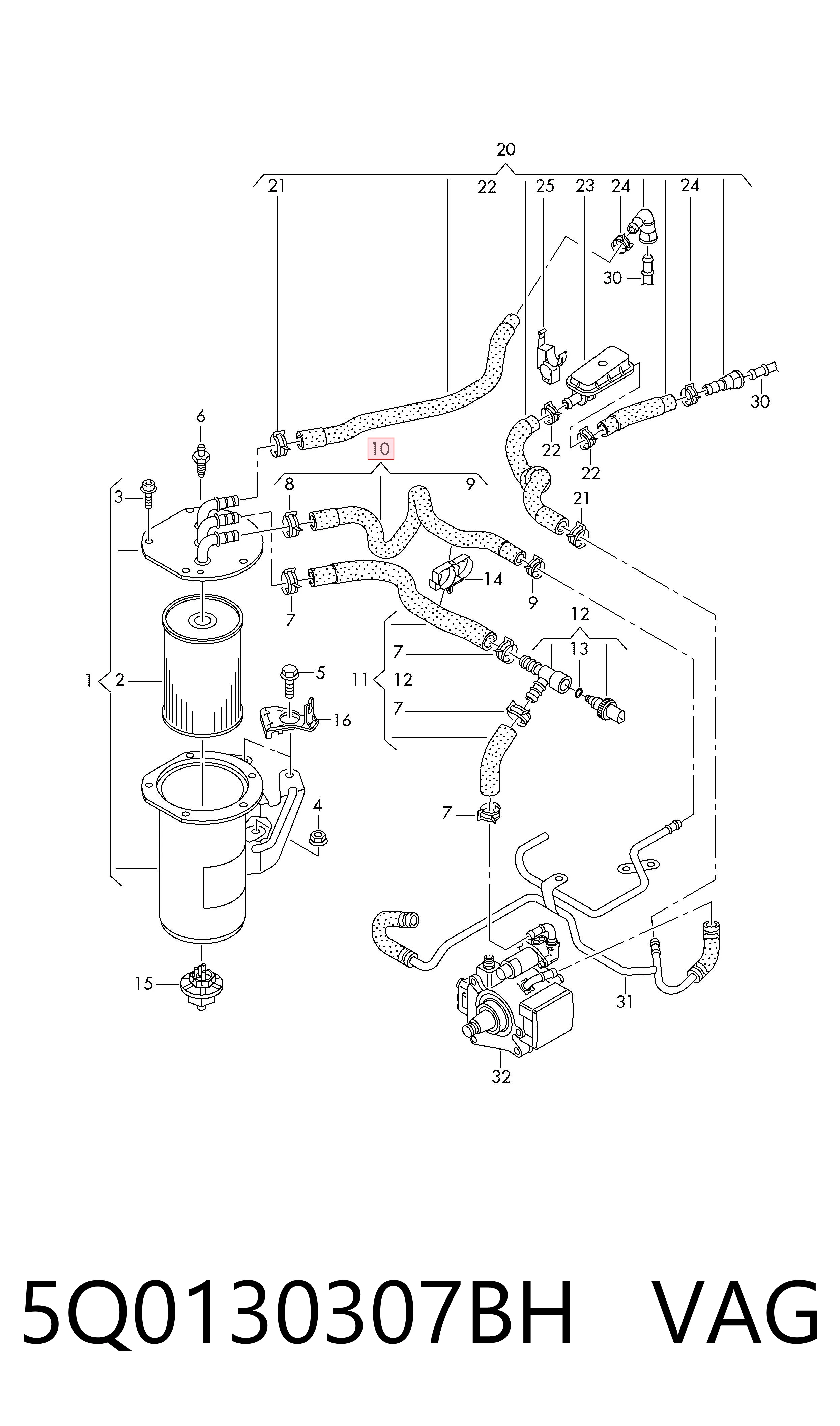 5Q0130307BH VAG Sensor de temperatura de combustible