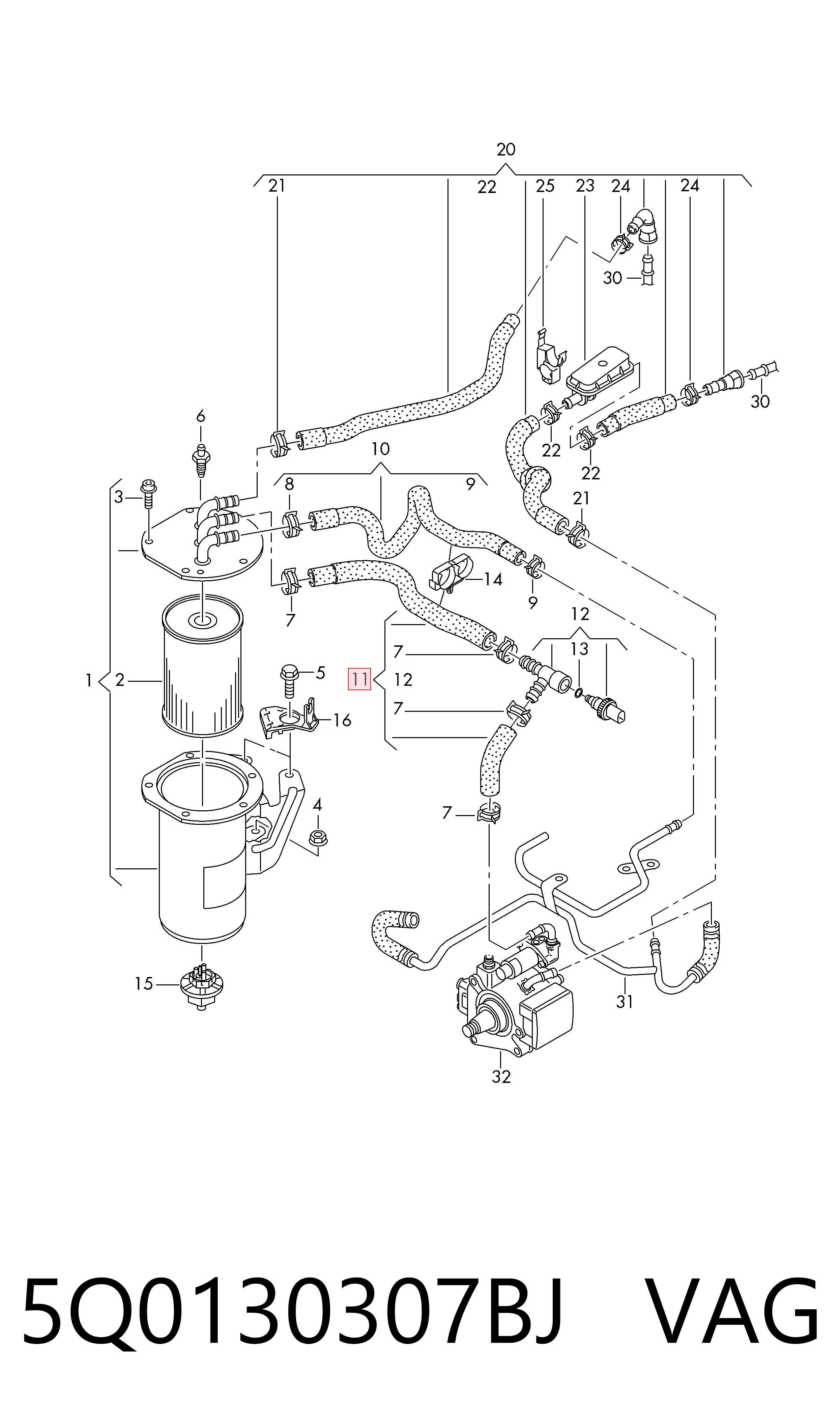 5Q0130307BJ VAG Sensor de temperatura de combustible