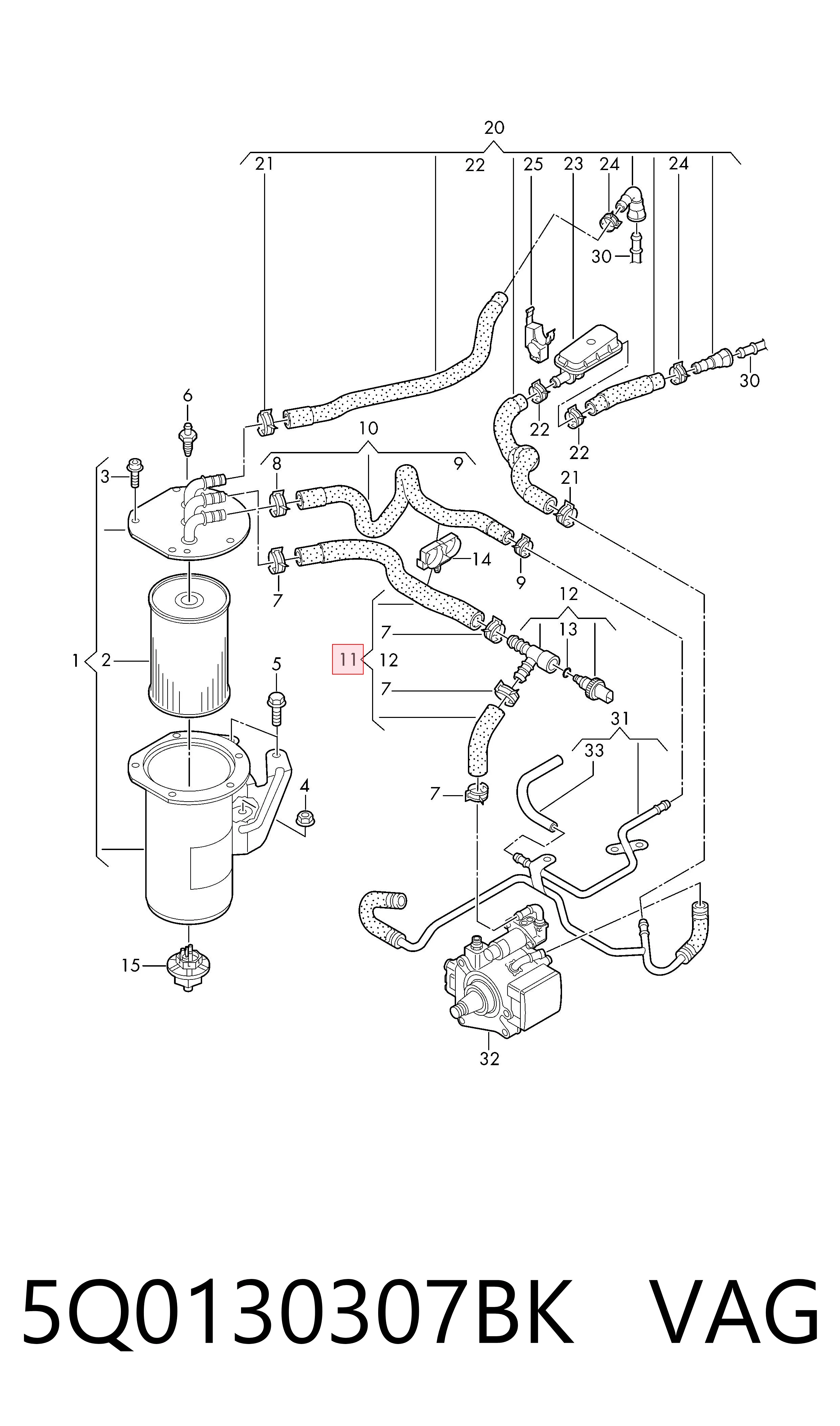 5Q0130307BK VAG Sensor de temperatura de combustible