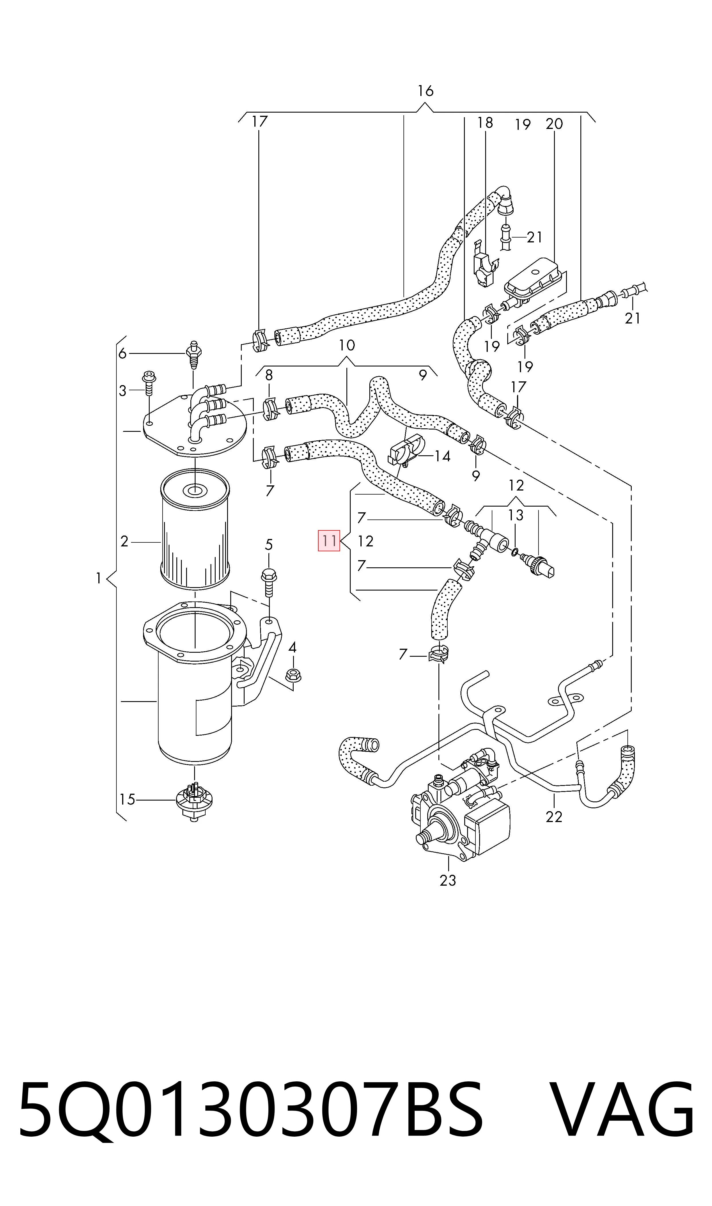 5Q0130307BS VAG Sensor de temperatura de combustible