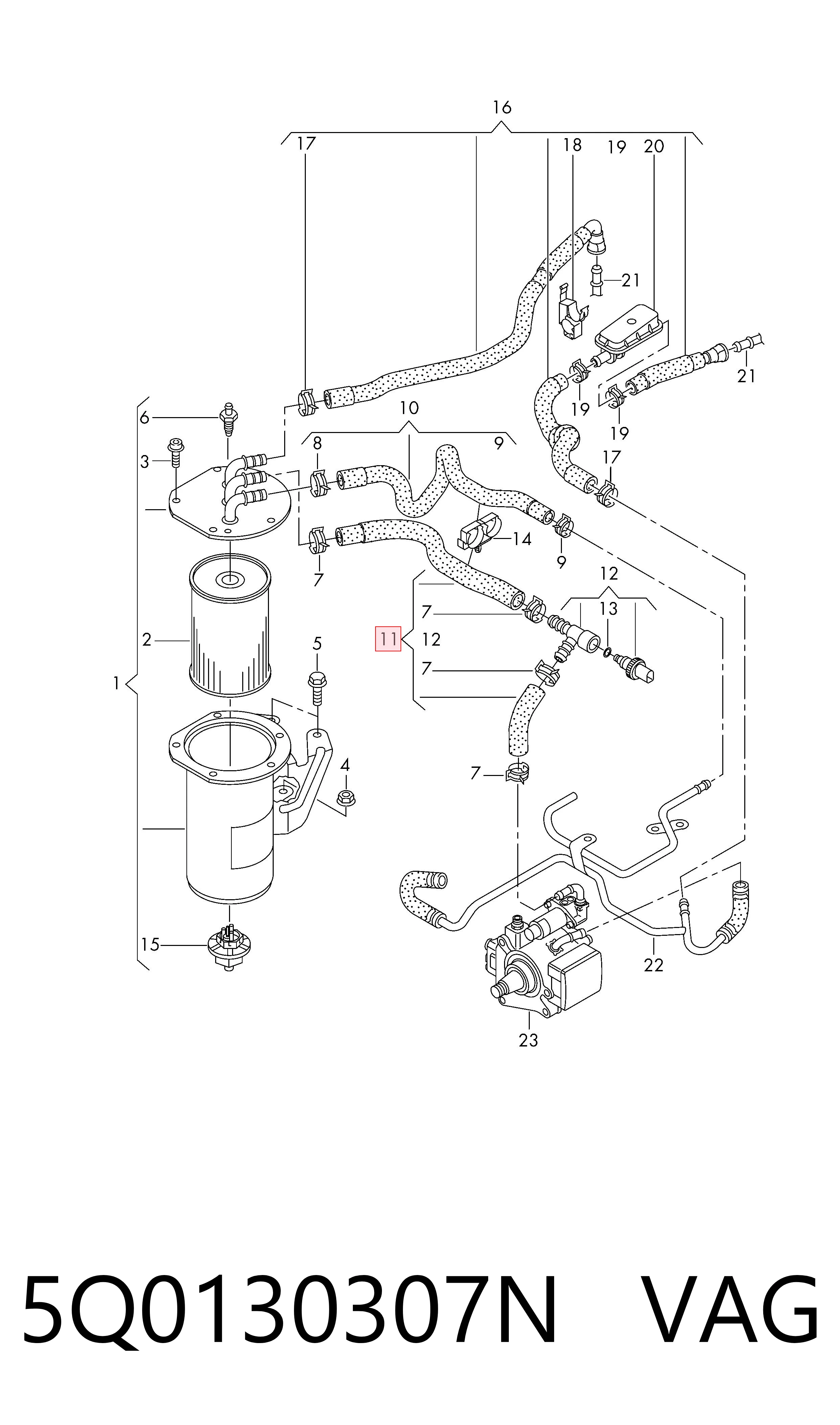 Sensor de temperatura de combustible 5Q0130307N VAG
