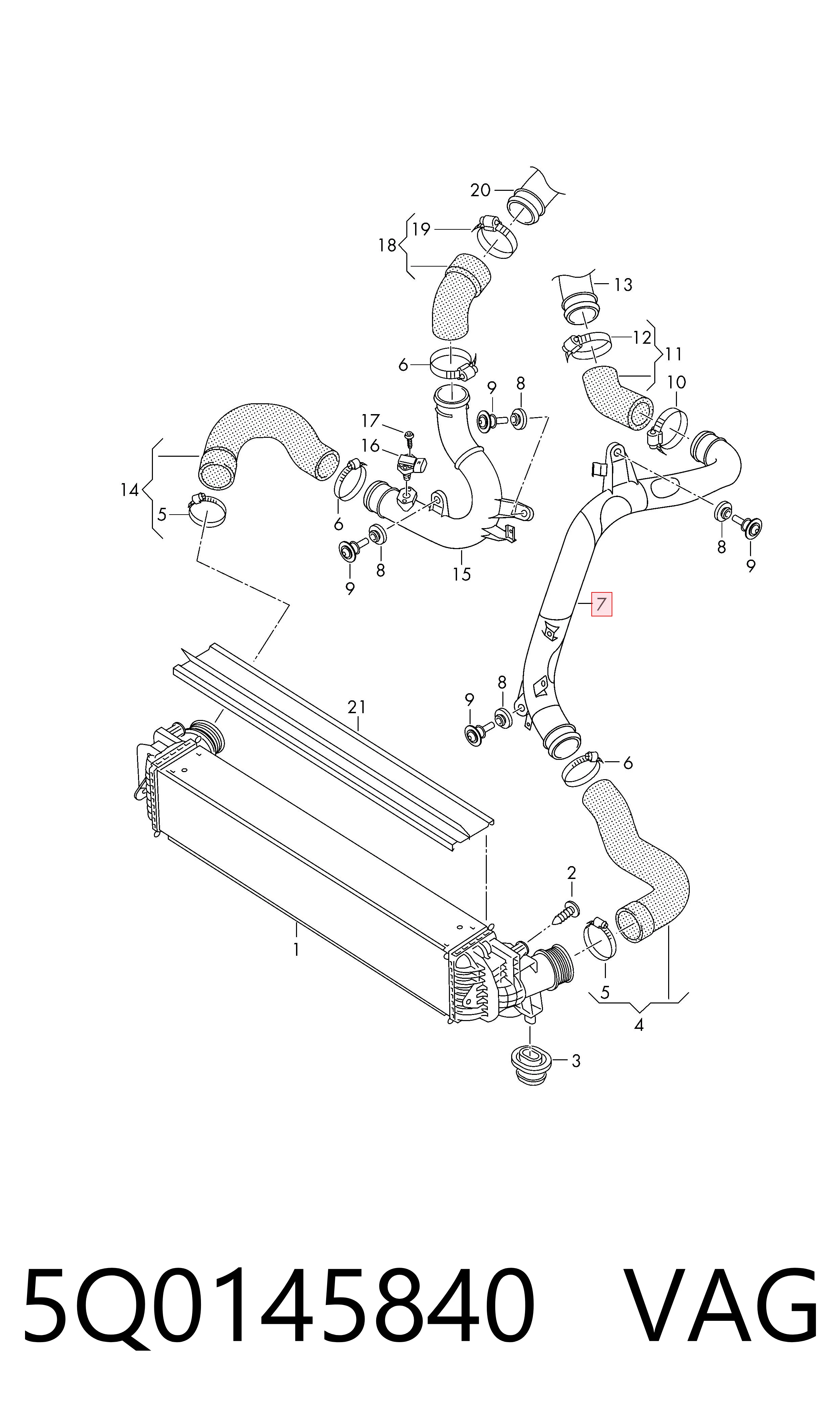 5Q0145840 VAG Manguera del intercooler