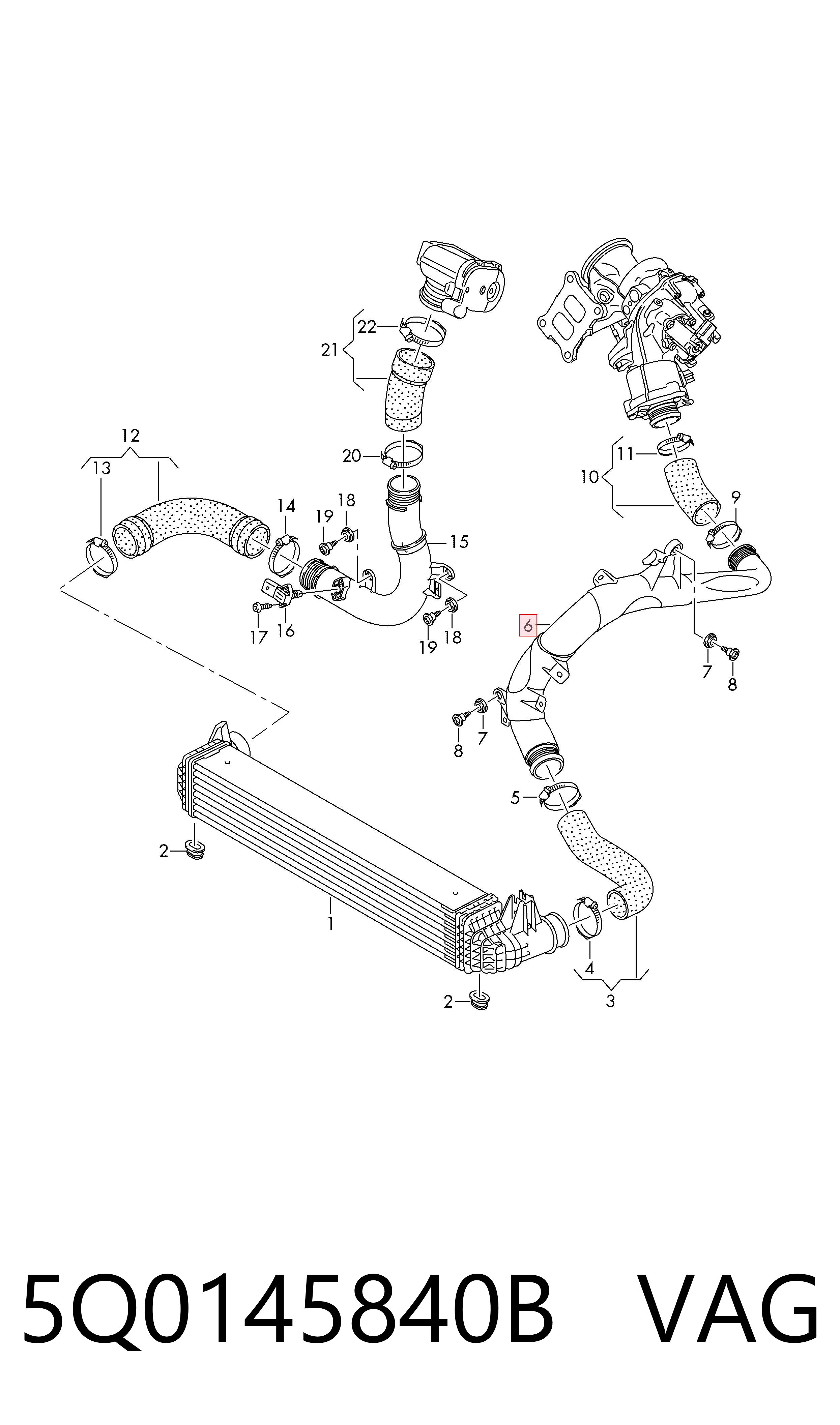 5Q0145840B VAG Manguera del intercooler