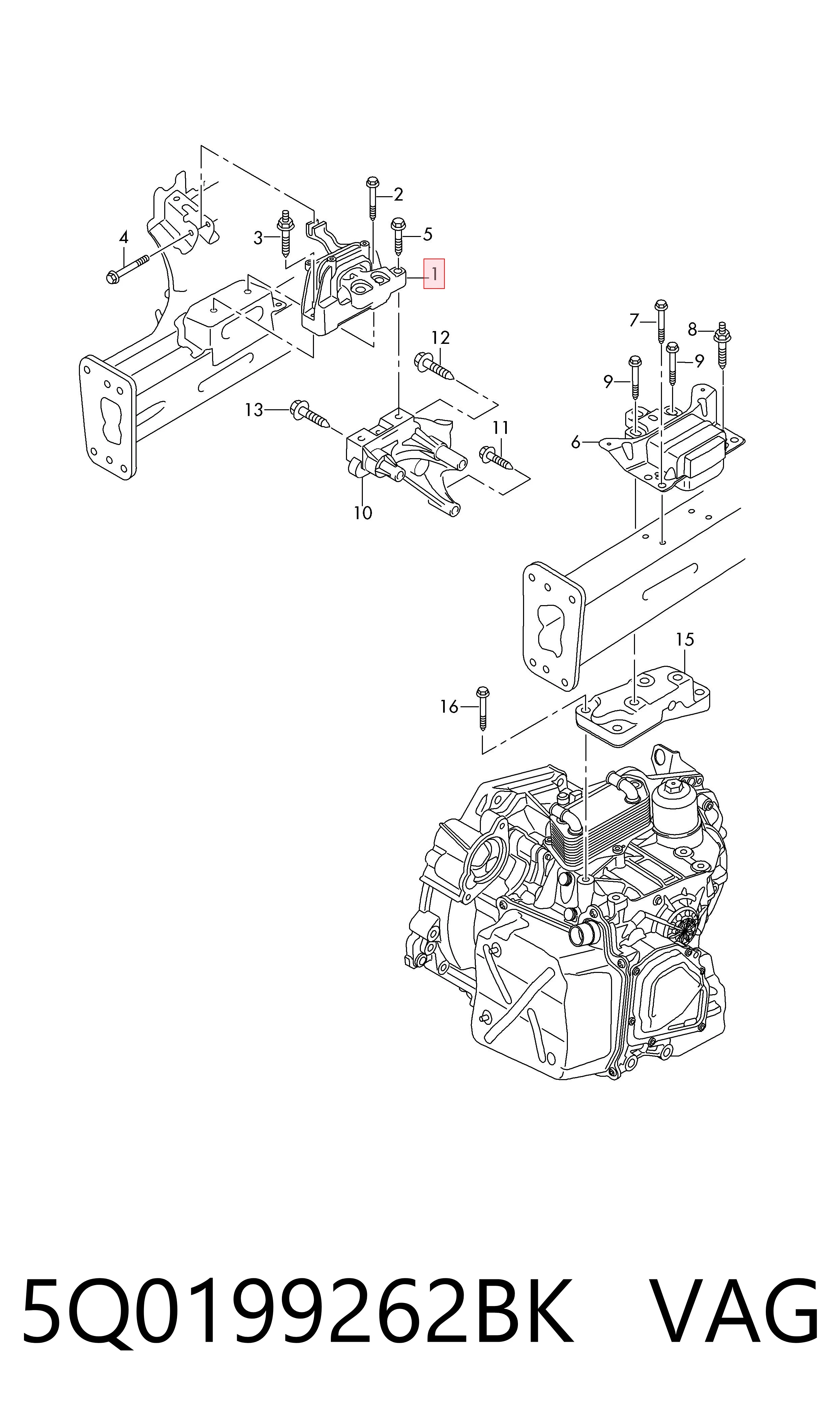 5Q0199262BK VAG Soporte de motor derecho