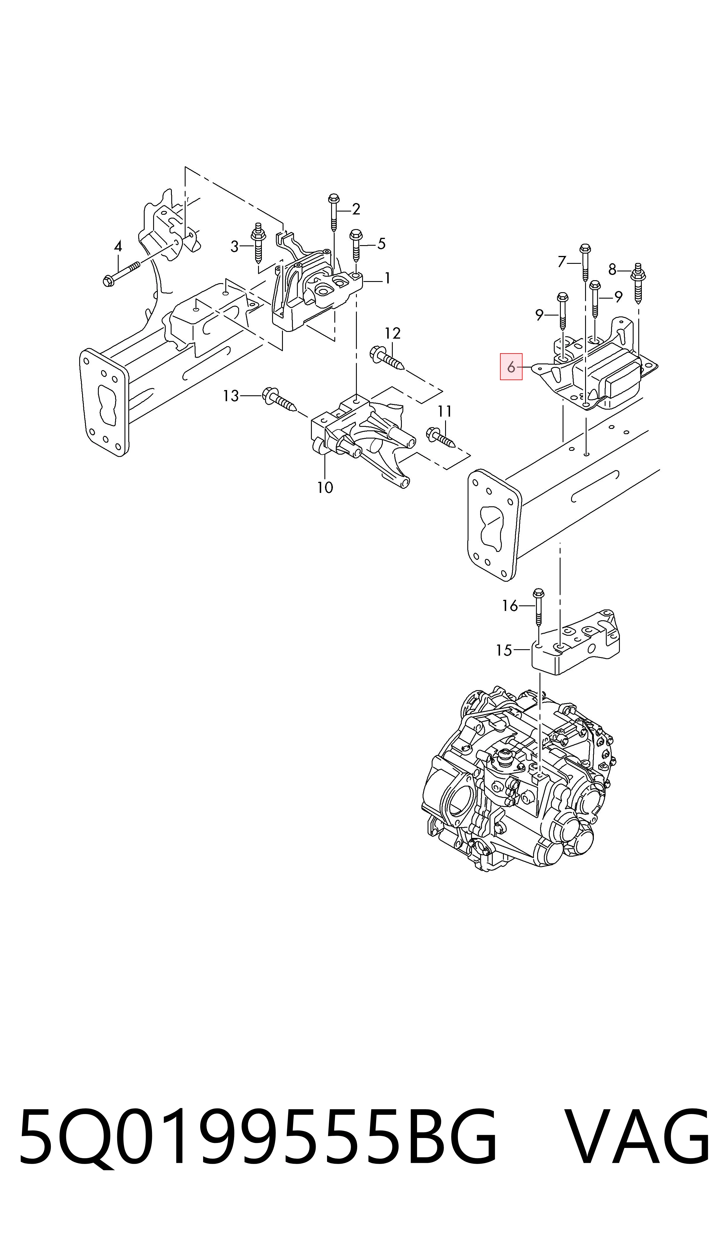 Taco de caja de cambios VAG 5Q0199555BG precio, desde 41,47 EUR