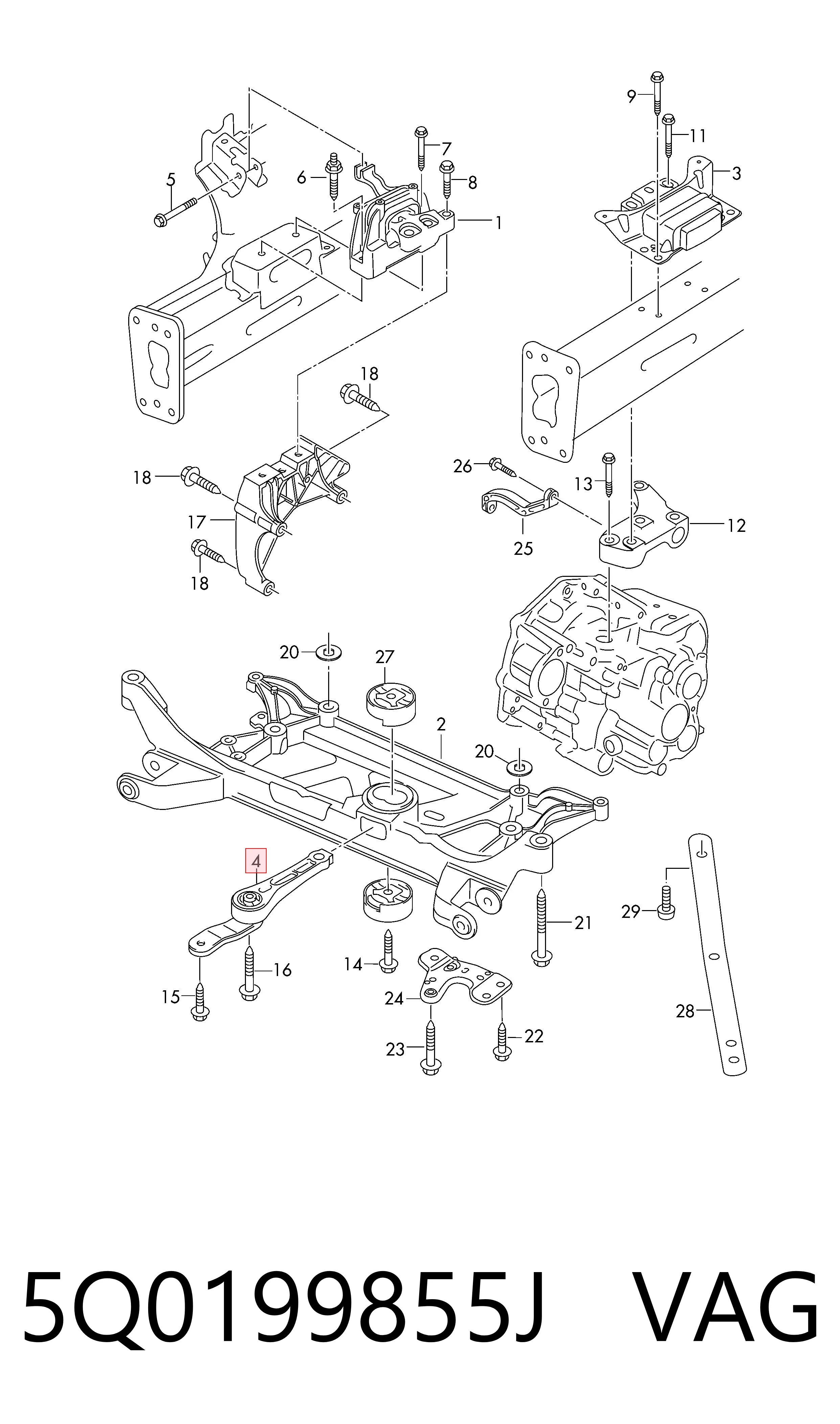 5Q0199855J VAG Soportes de motor delantero