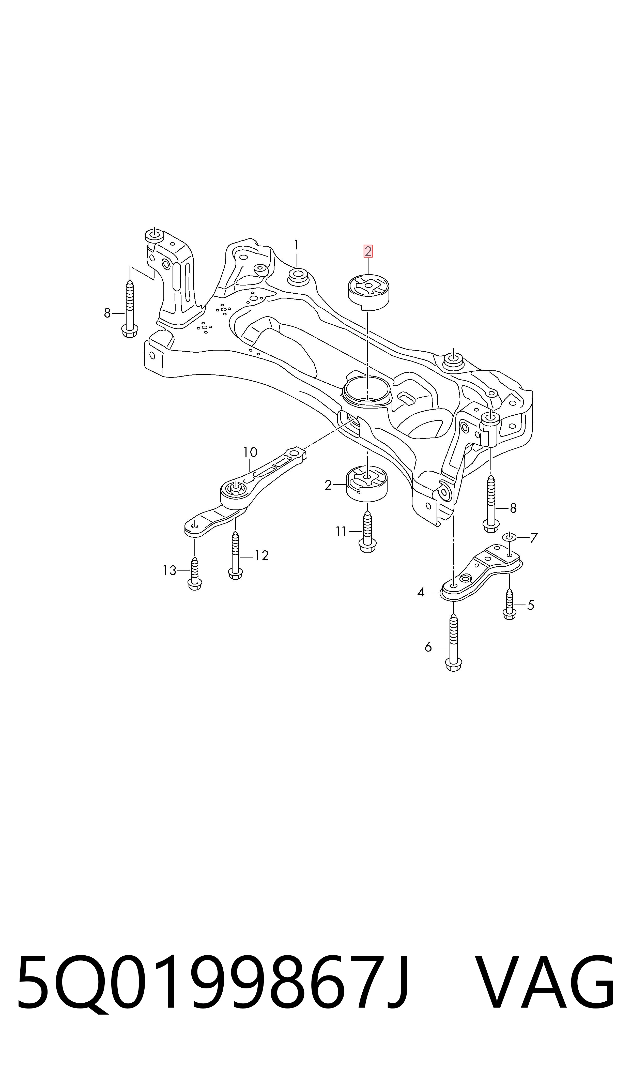Buje silencioso del subchasis delantero VAG 5Q0199867J precio, desde 18,57 EUR