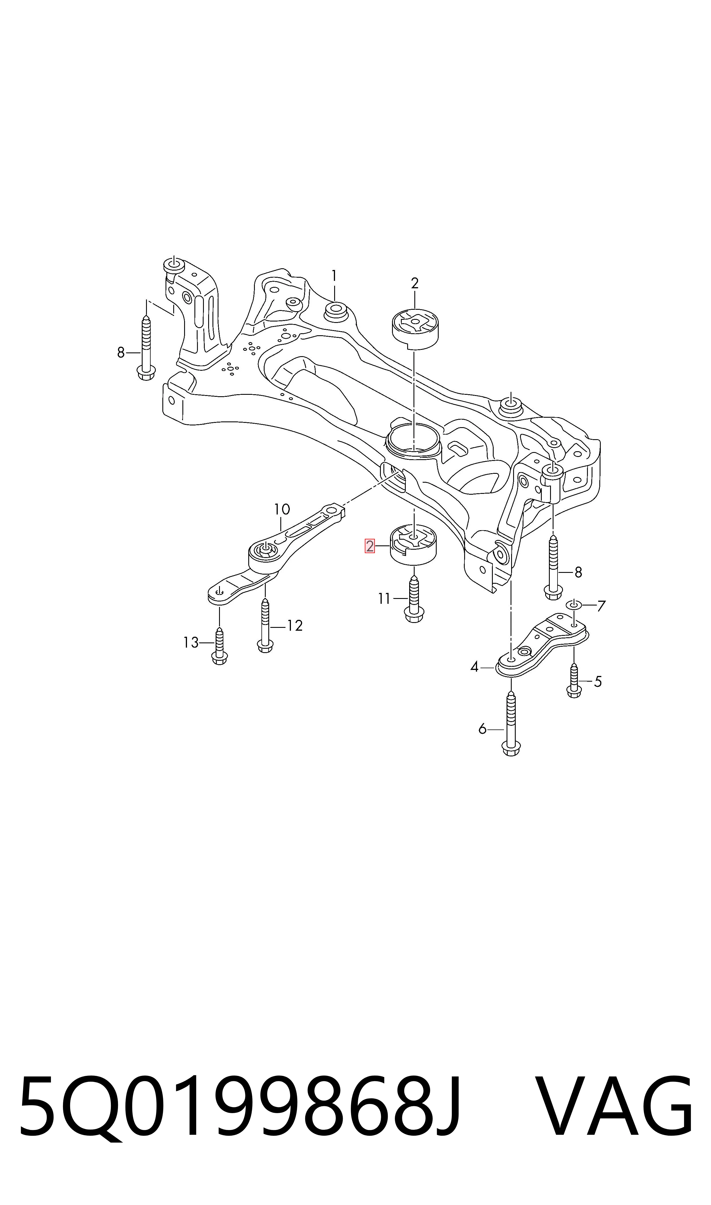 Buje silencioso del subchasis delantero VAG 5Q0199868J precio, desde 15,65 EUR