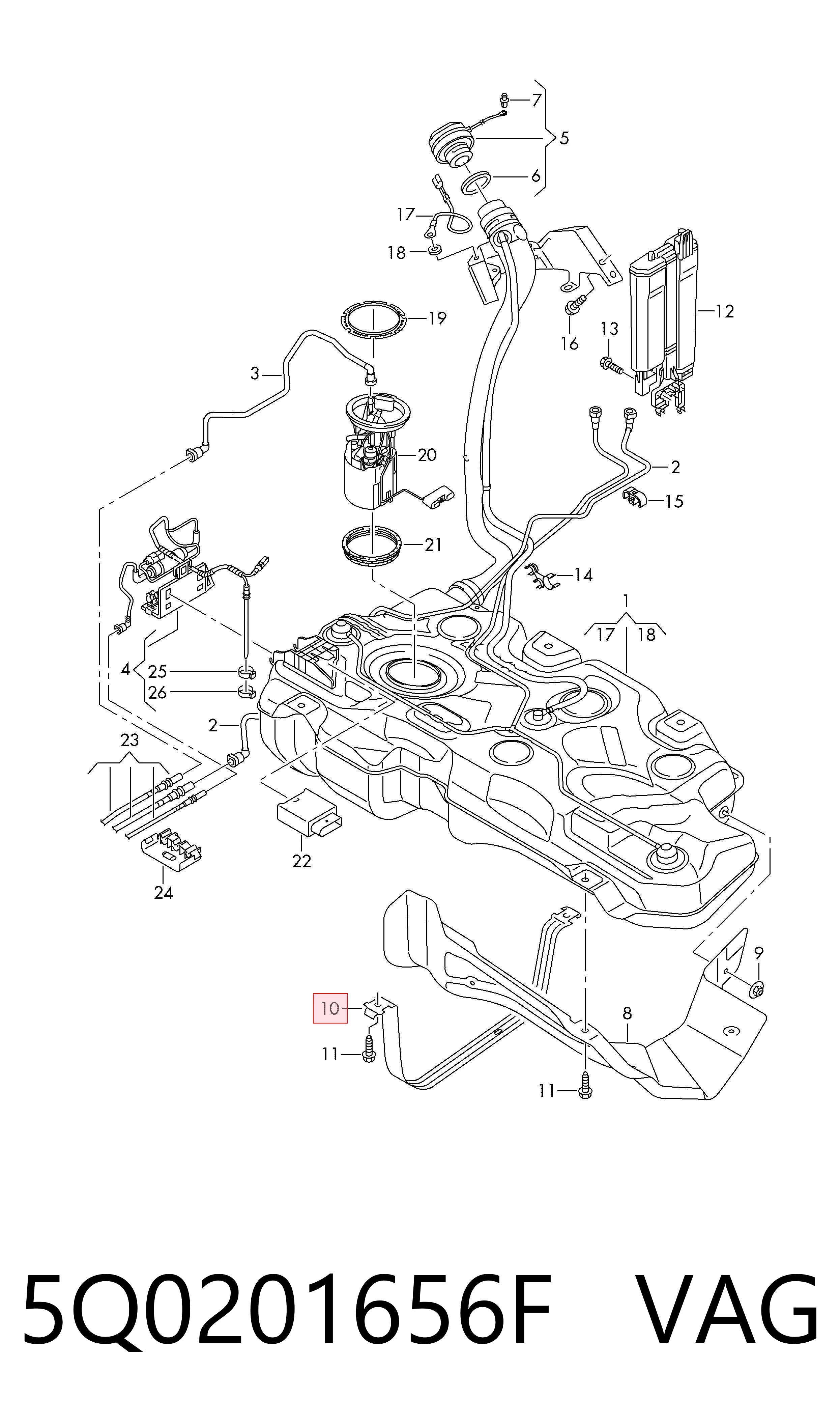 5Q0201656F VAG Soporte del tanque de combustible