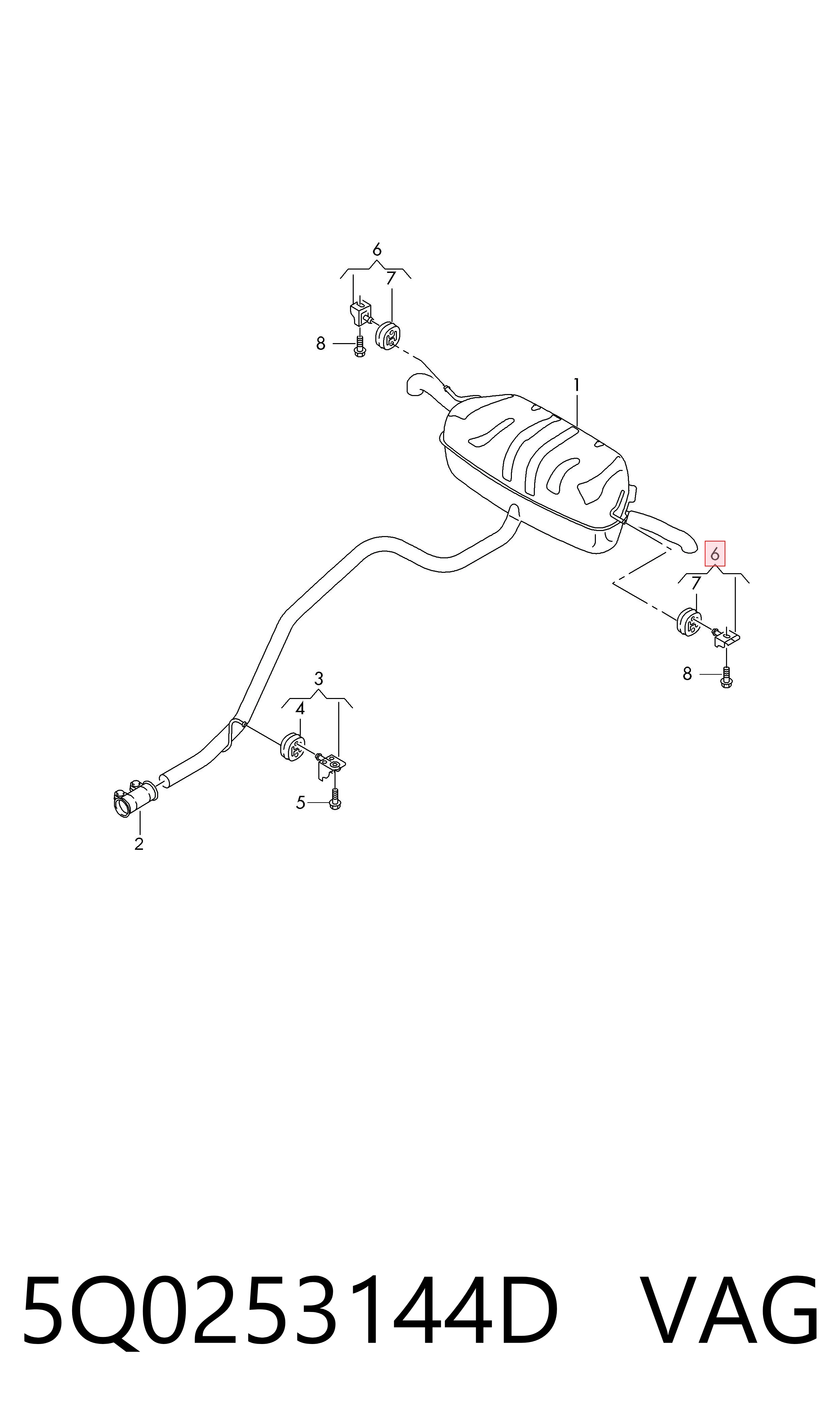 Soporte trasero del silenciador VAG 5Q0253144D precio, desde 17,32 EUR