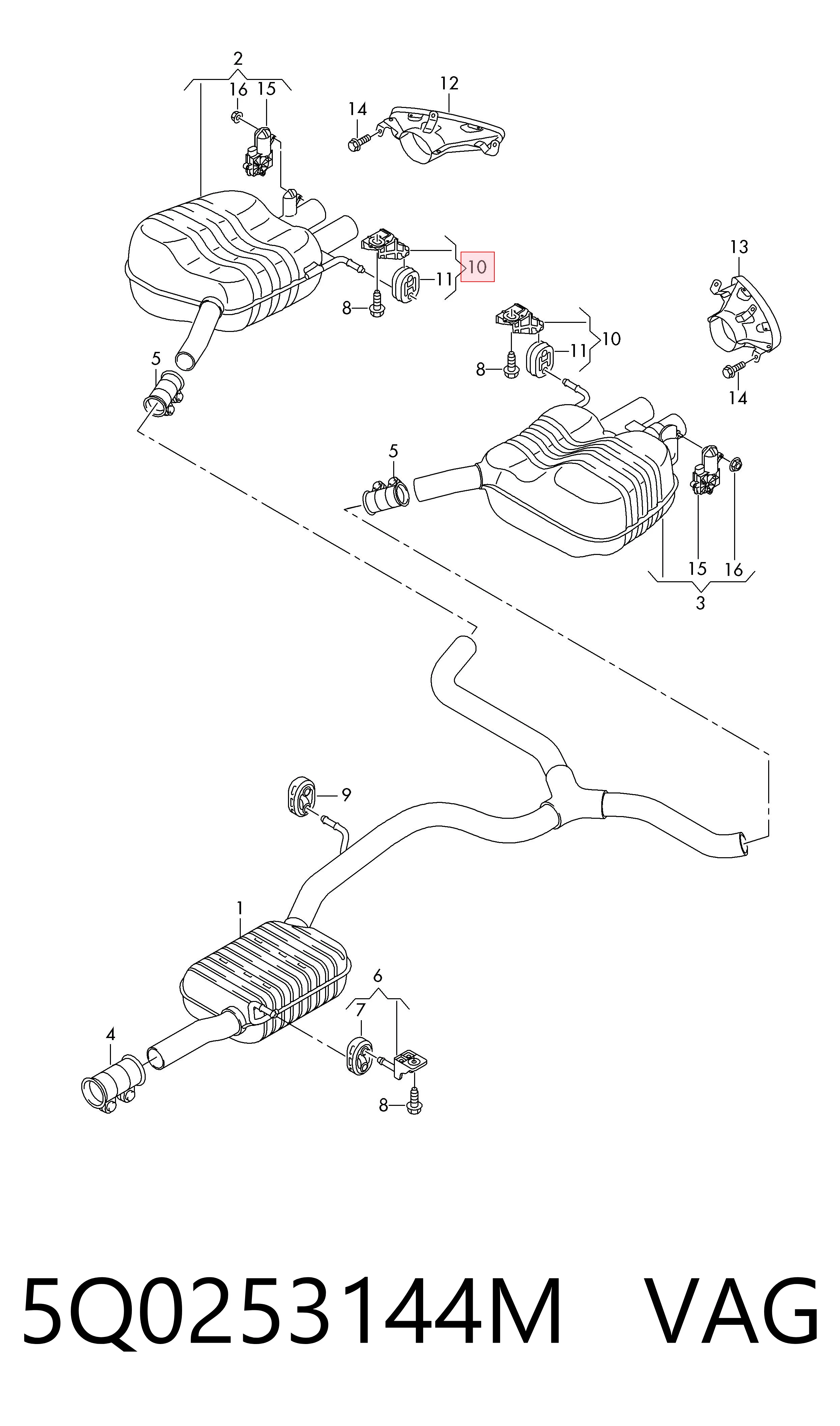 5Q0253144M VAG Soporte de escape