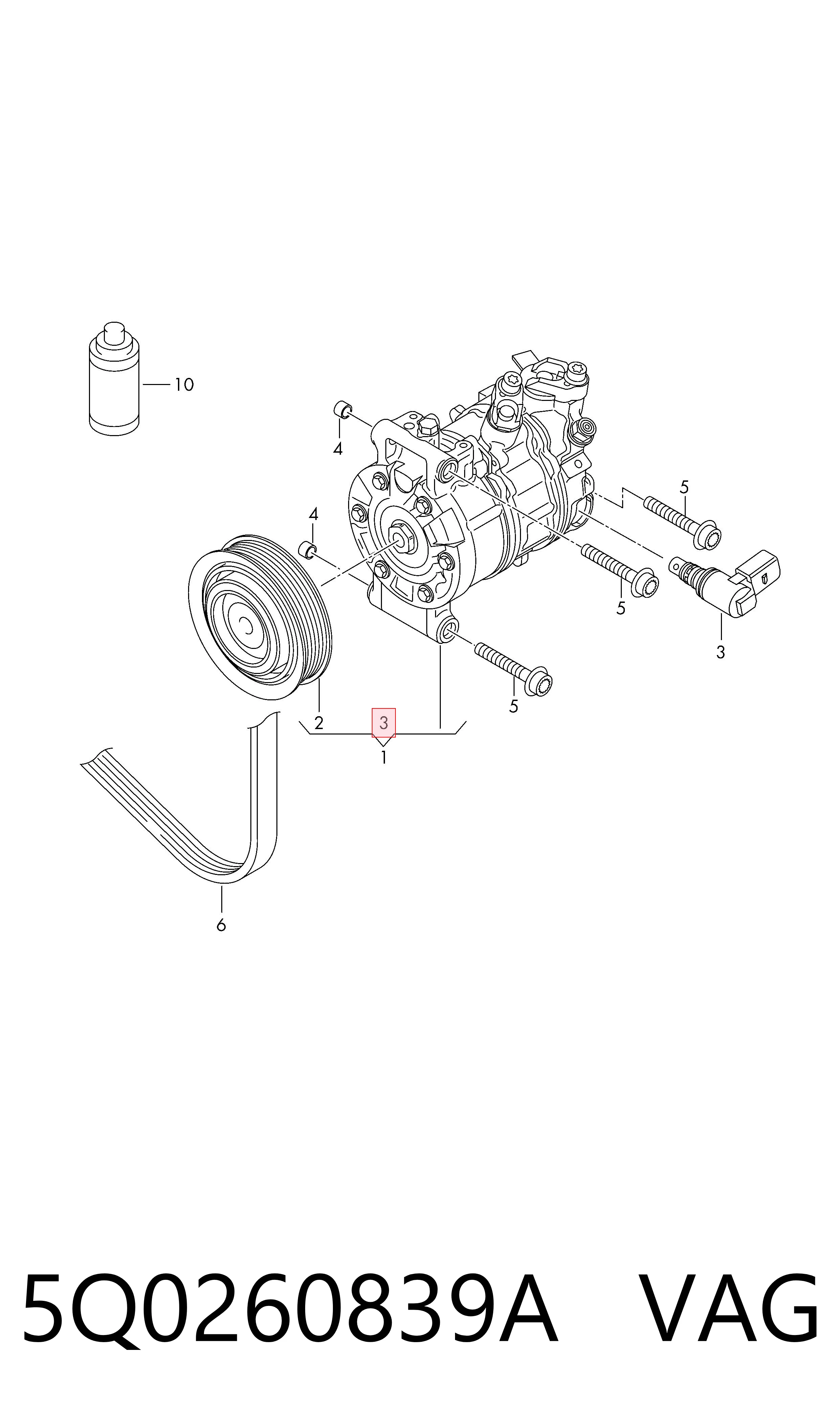 5Q0260839A VAG Válvula del compresor de aire acondicionado