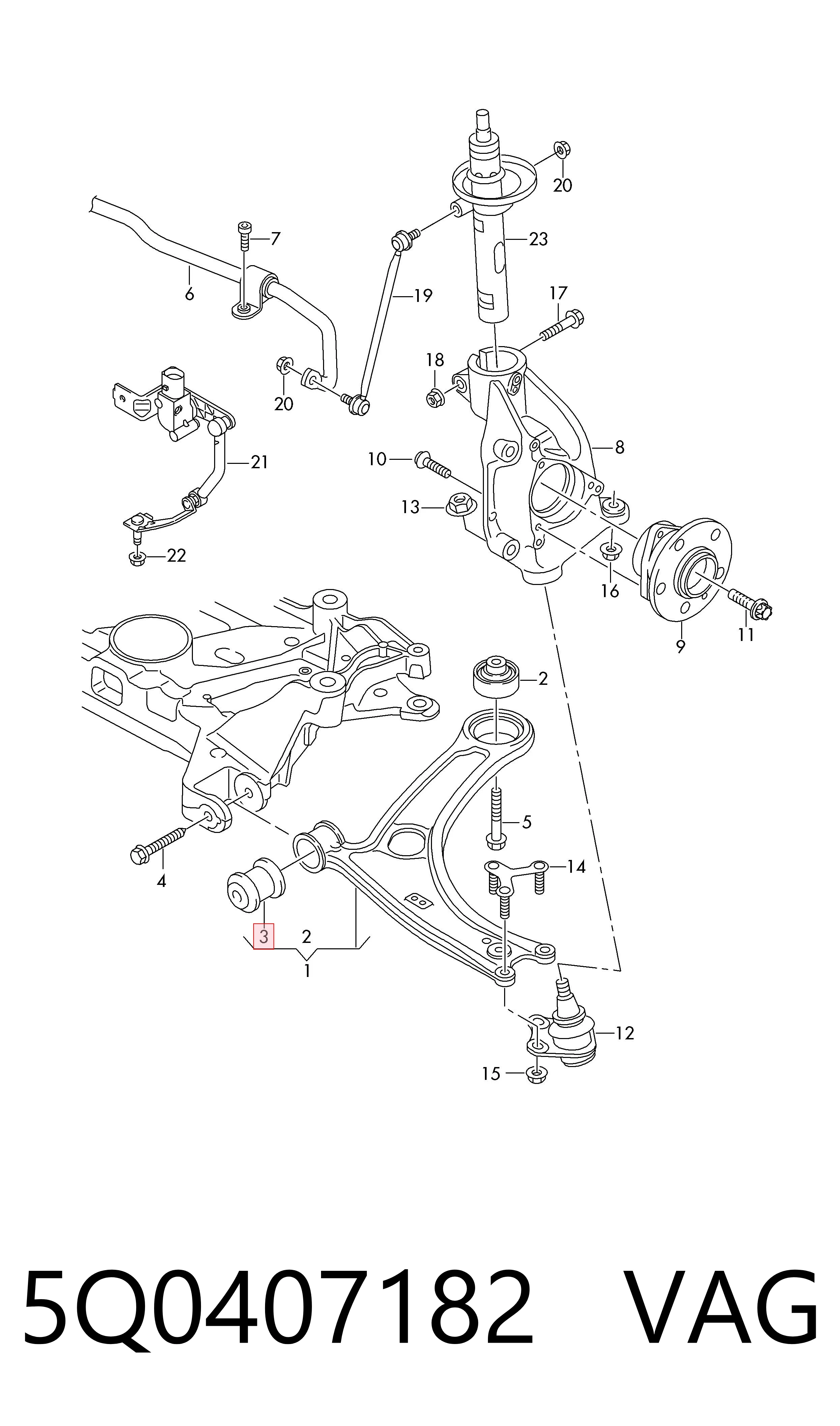Silentblock de brazo de suspensión VAG 5Q0407182 precio, desde 8,80 EUR