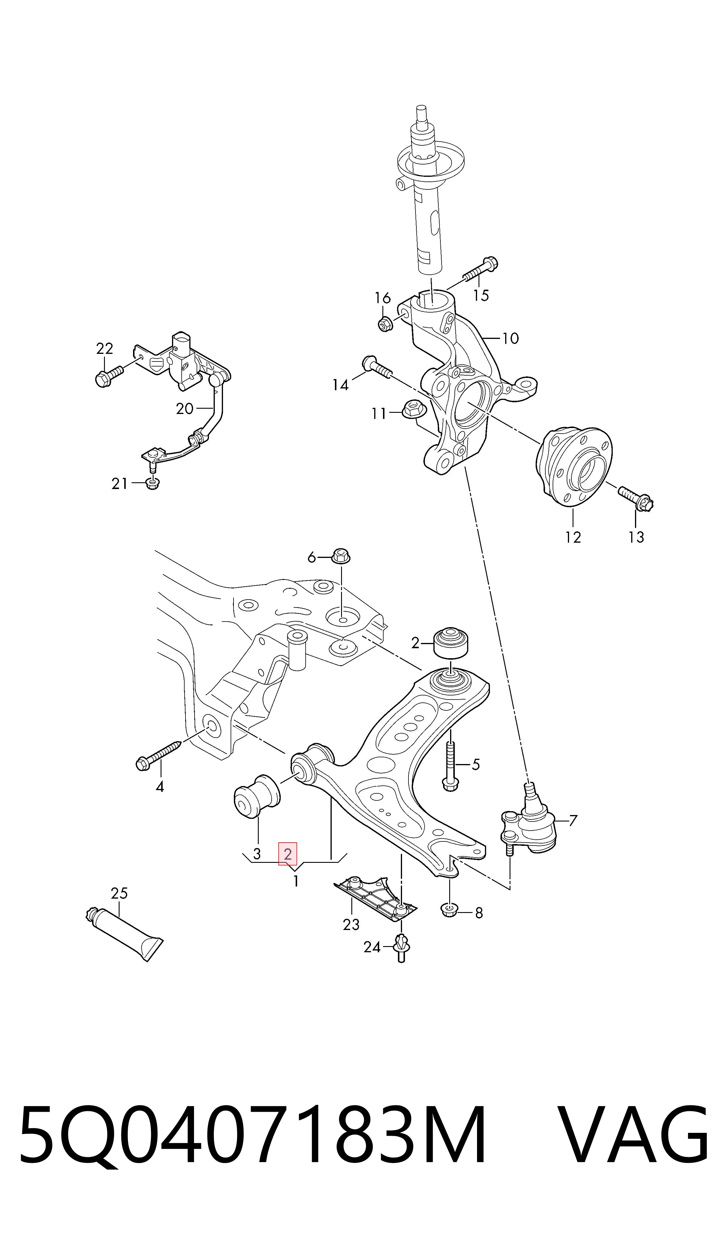 5Q0407183M VAG Silentblock de brazo de suspensión delantero inferior