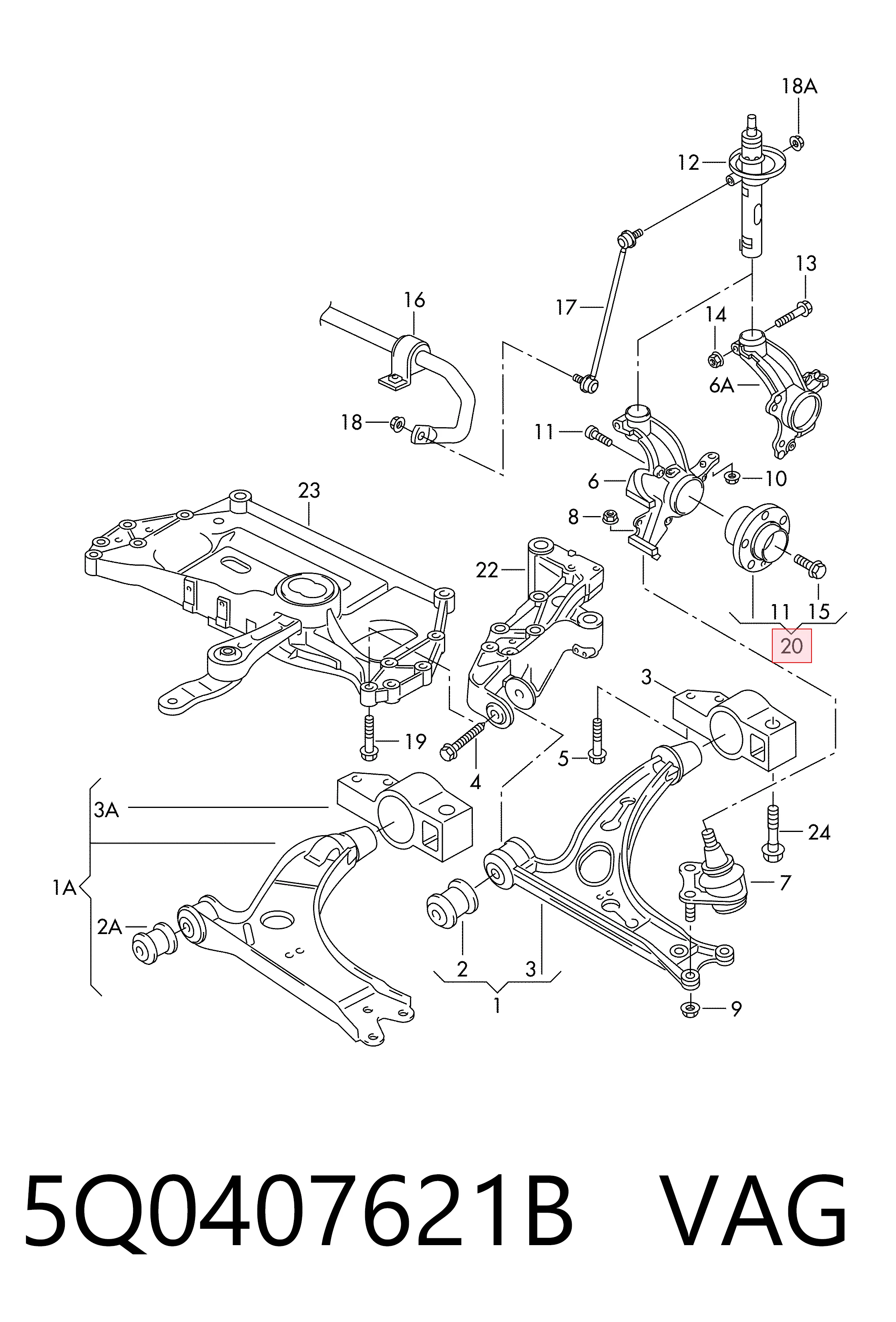 Cubo de rueda delantero VAG 5Q0407621B