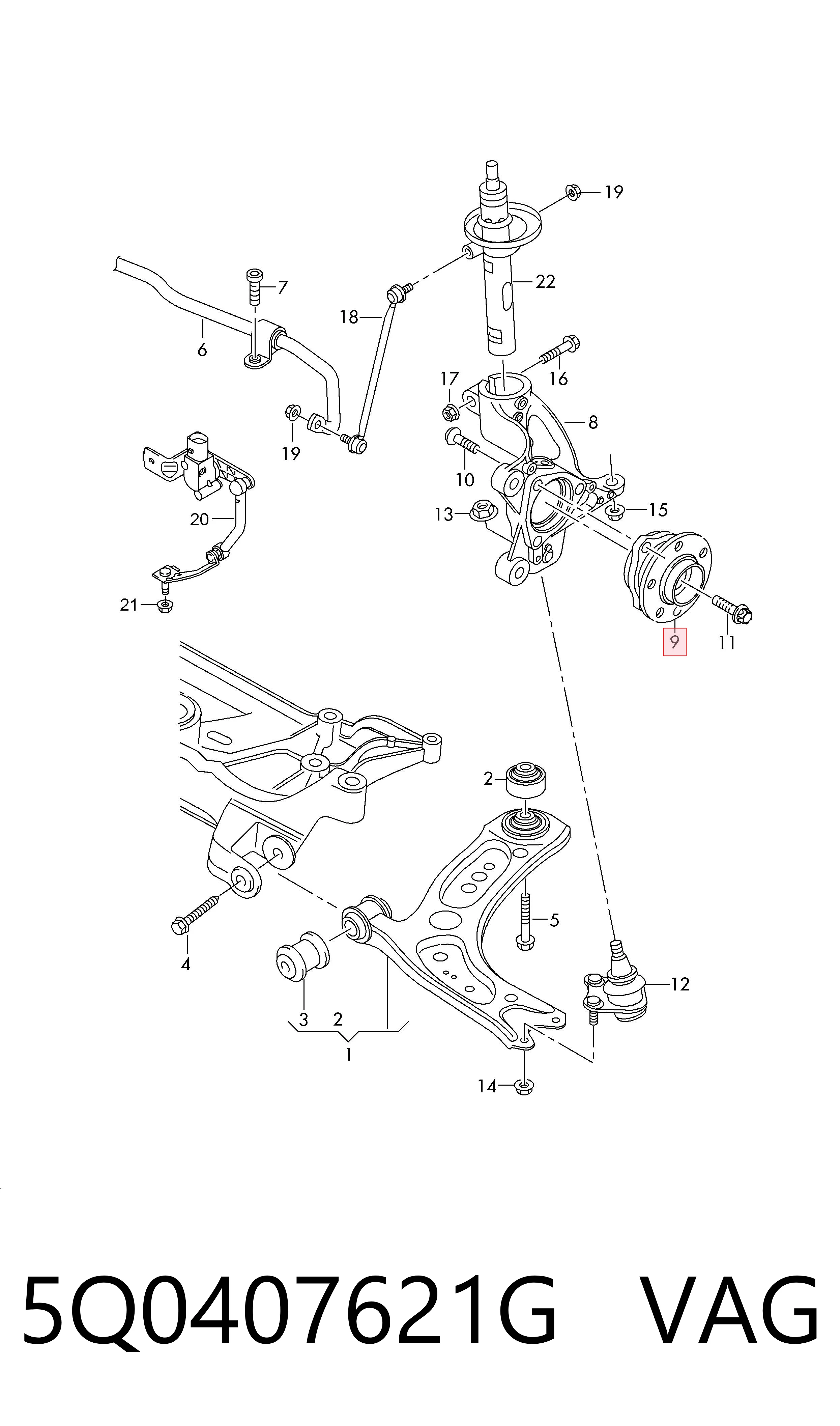 5Q0407621G VAG Cubo delantero