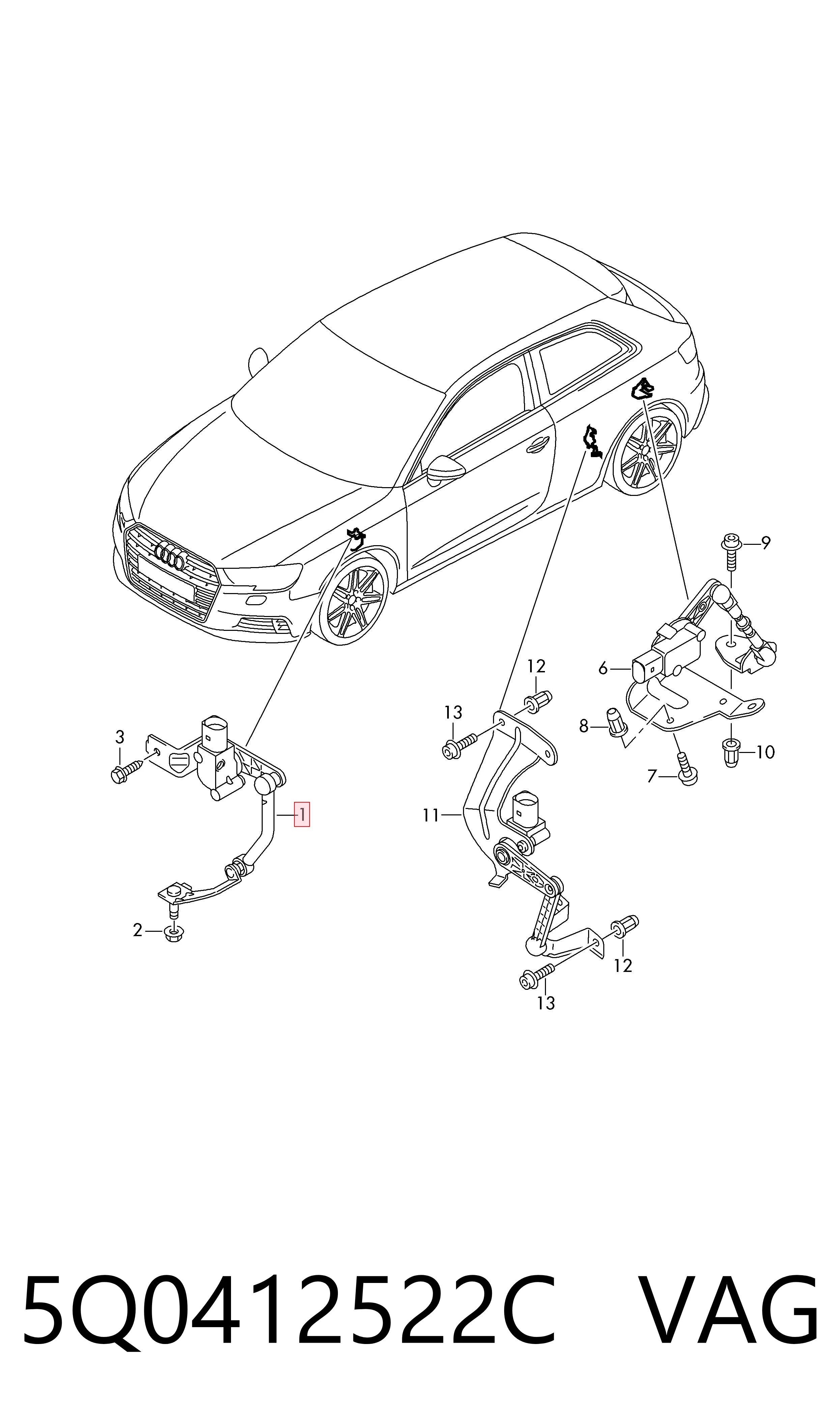 Sensor de nivel de carrocería delantero derecho VAG 5Q0412522C precio, desde 44,71 EUR