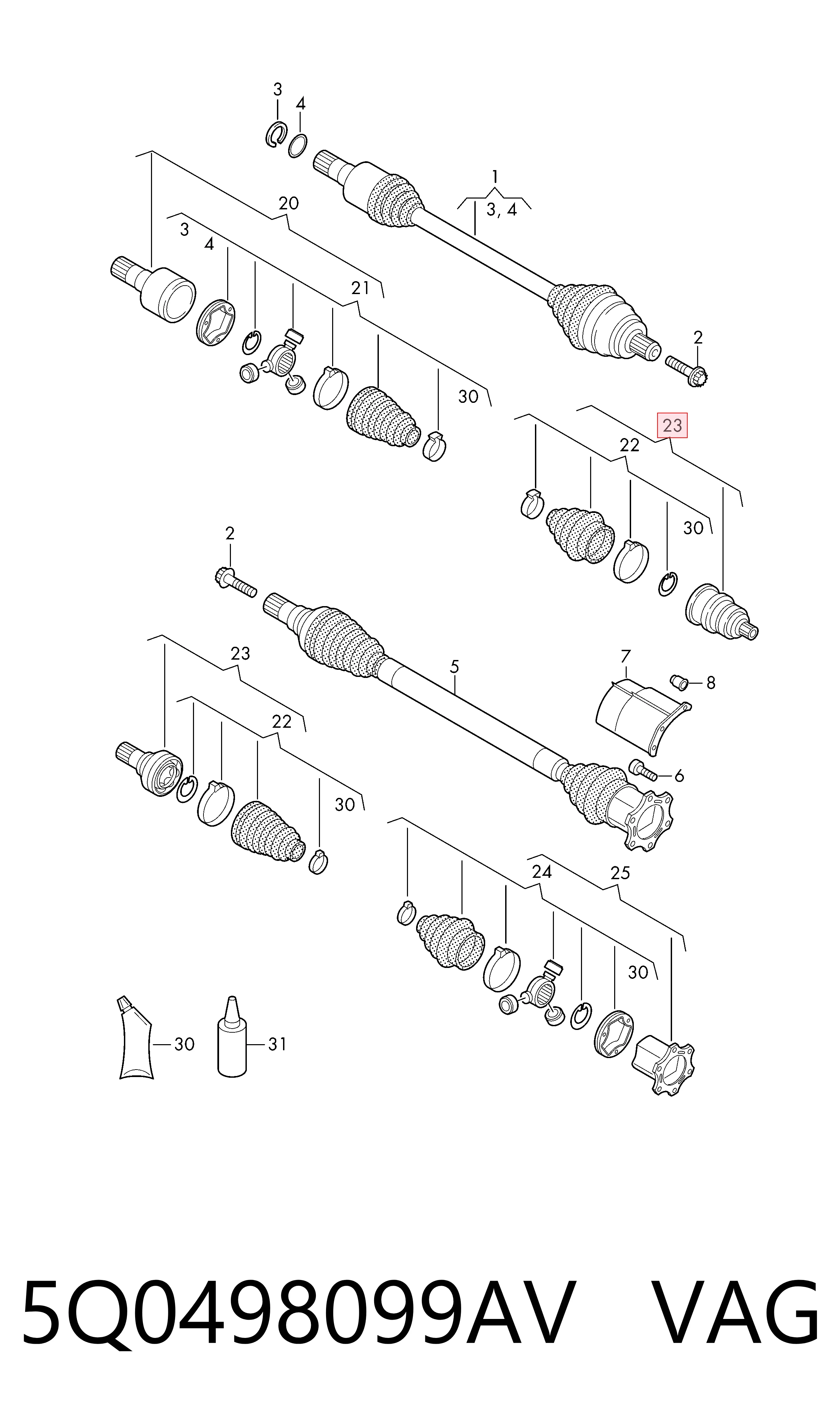 Junta homocinética para Skoda Octavia IV A8 NX3, NN3, PV3