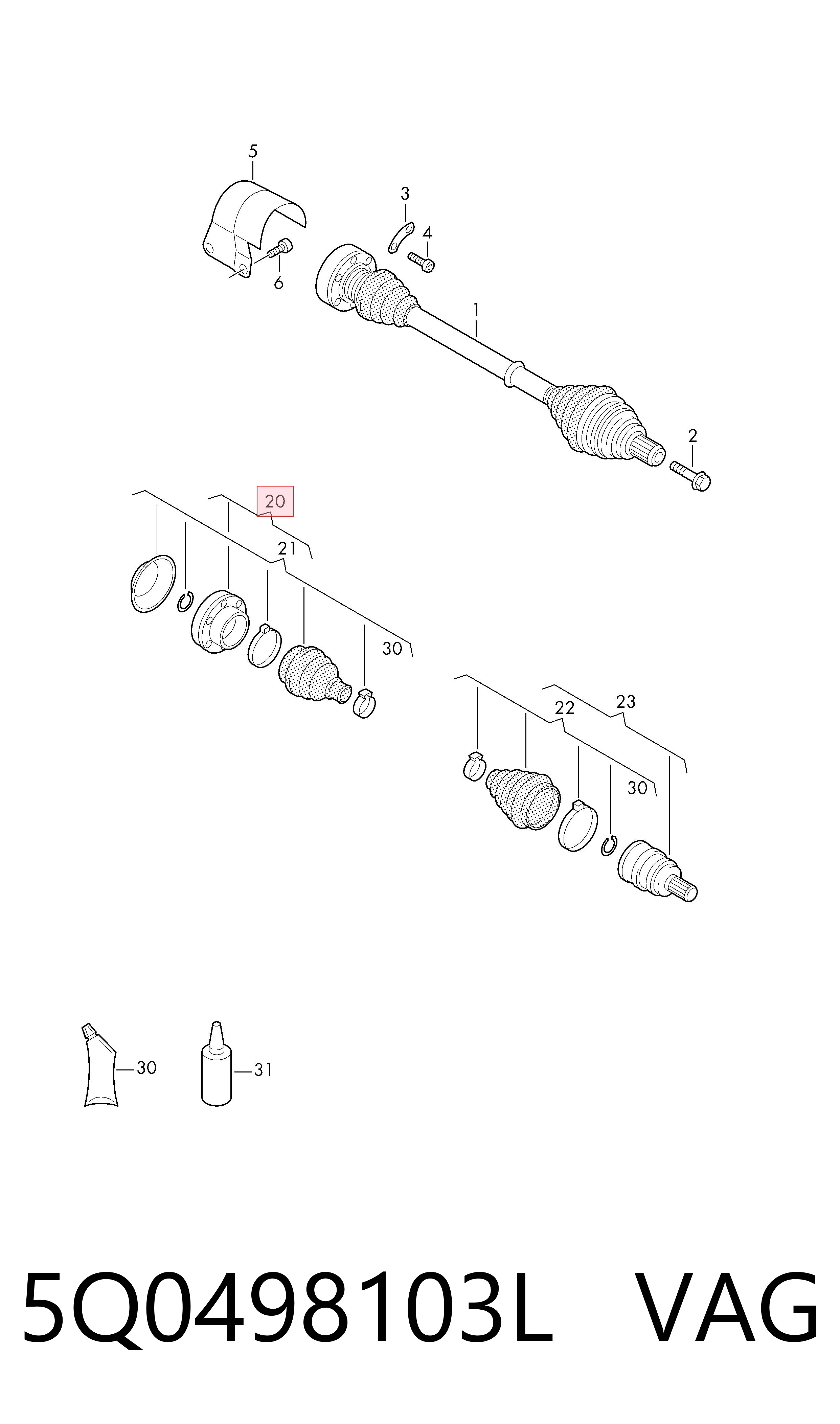 5Q0498103L VAG Junta homocinética interna delantera