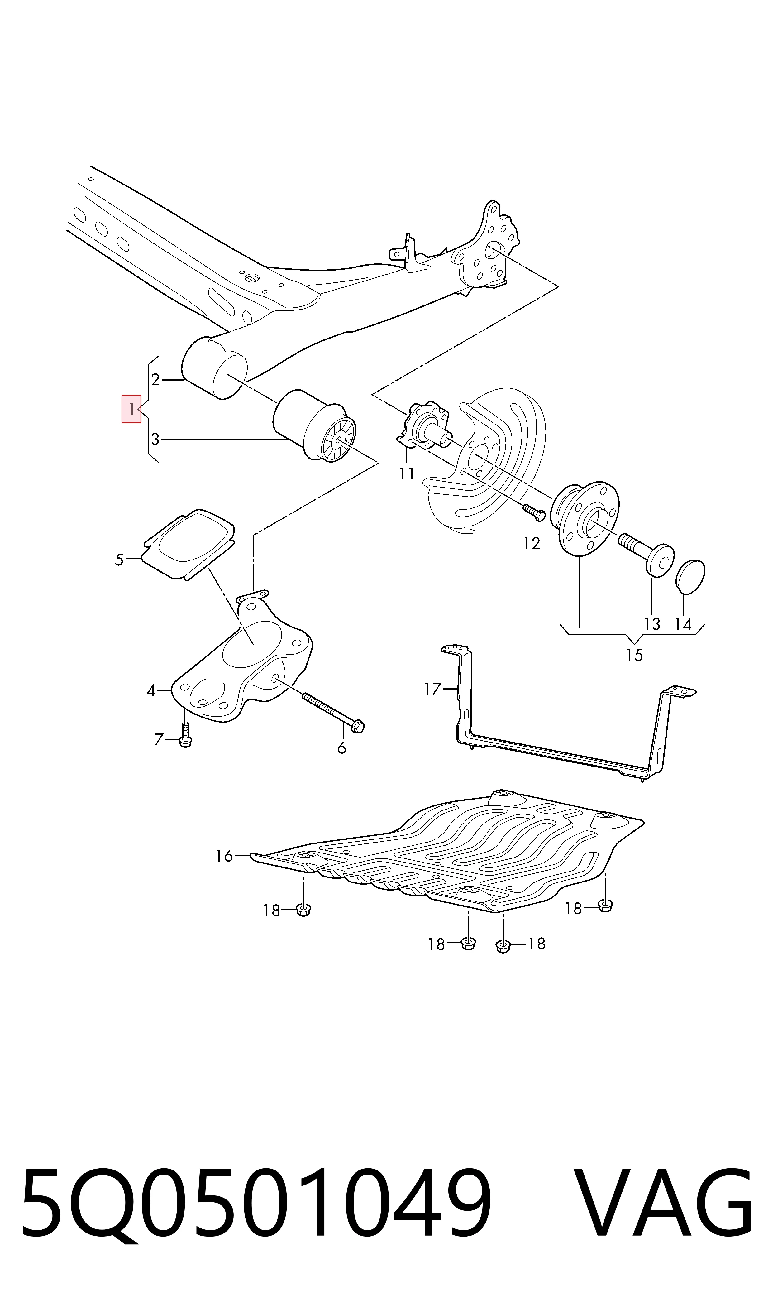 Subchasis trasero Audi A3  (2013-2020)
