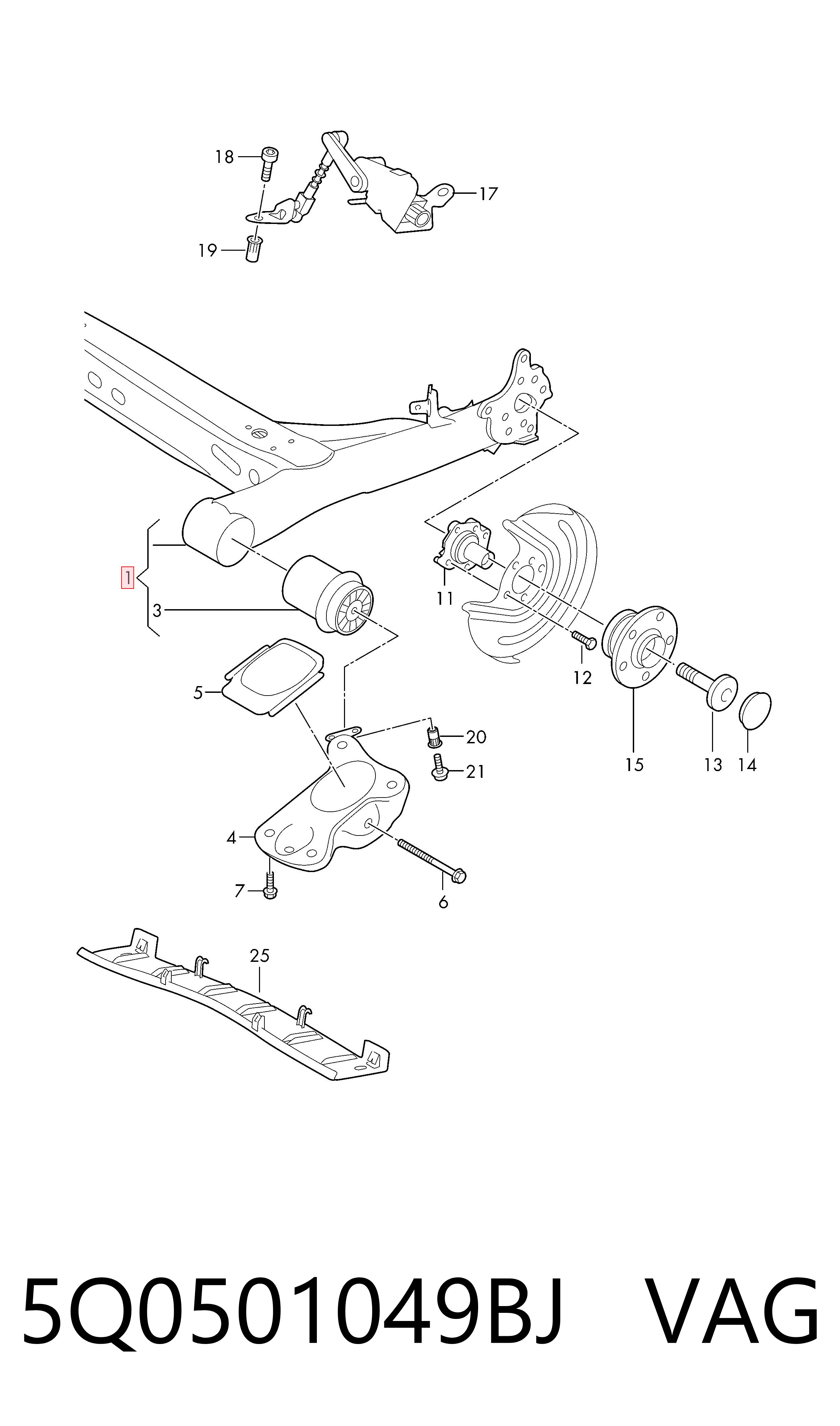Puente trasero para Seat ATECA KH7, KHP