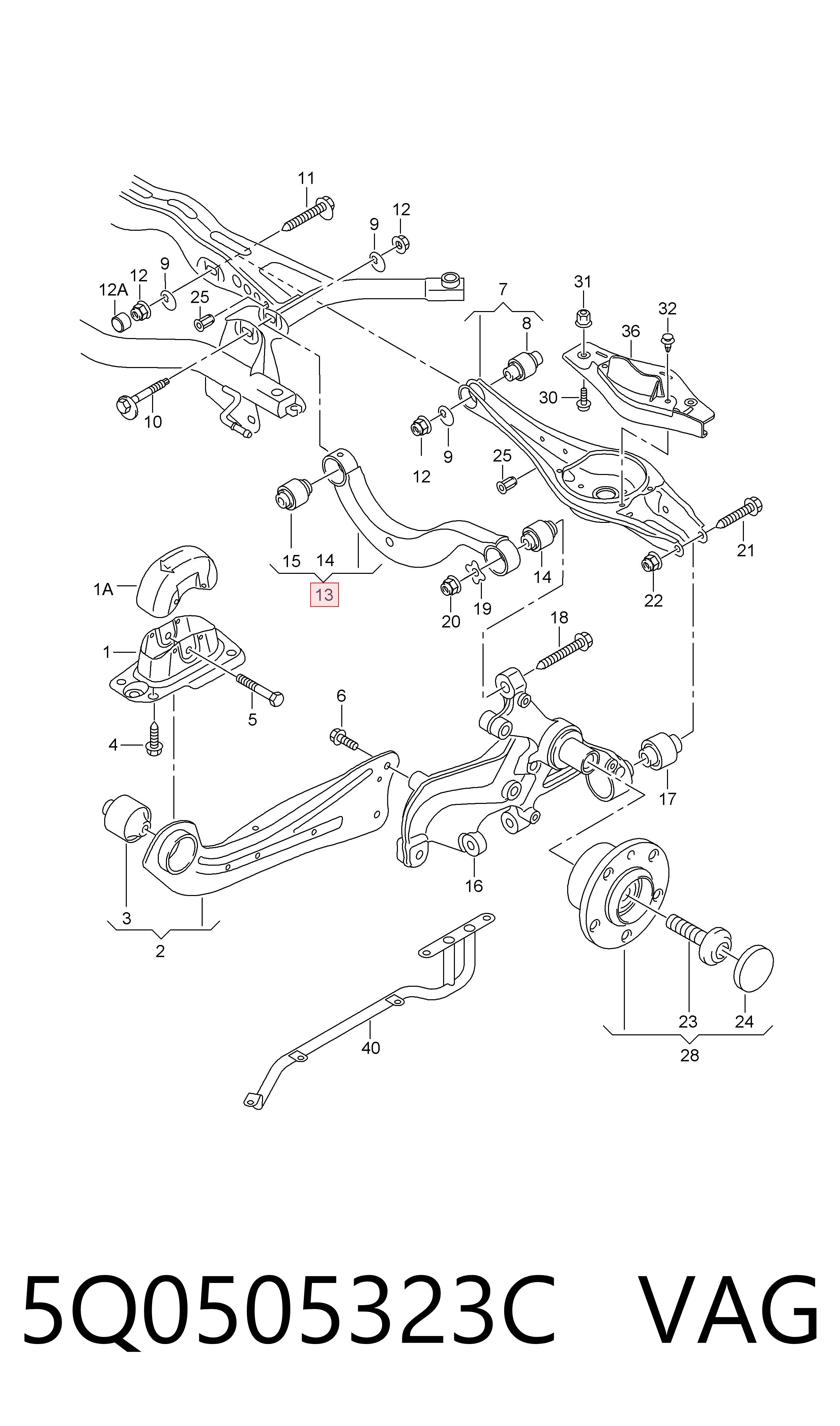 5Q0505323C VAG Brazo superior de suspensión trasera izquierdo/derecho