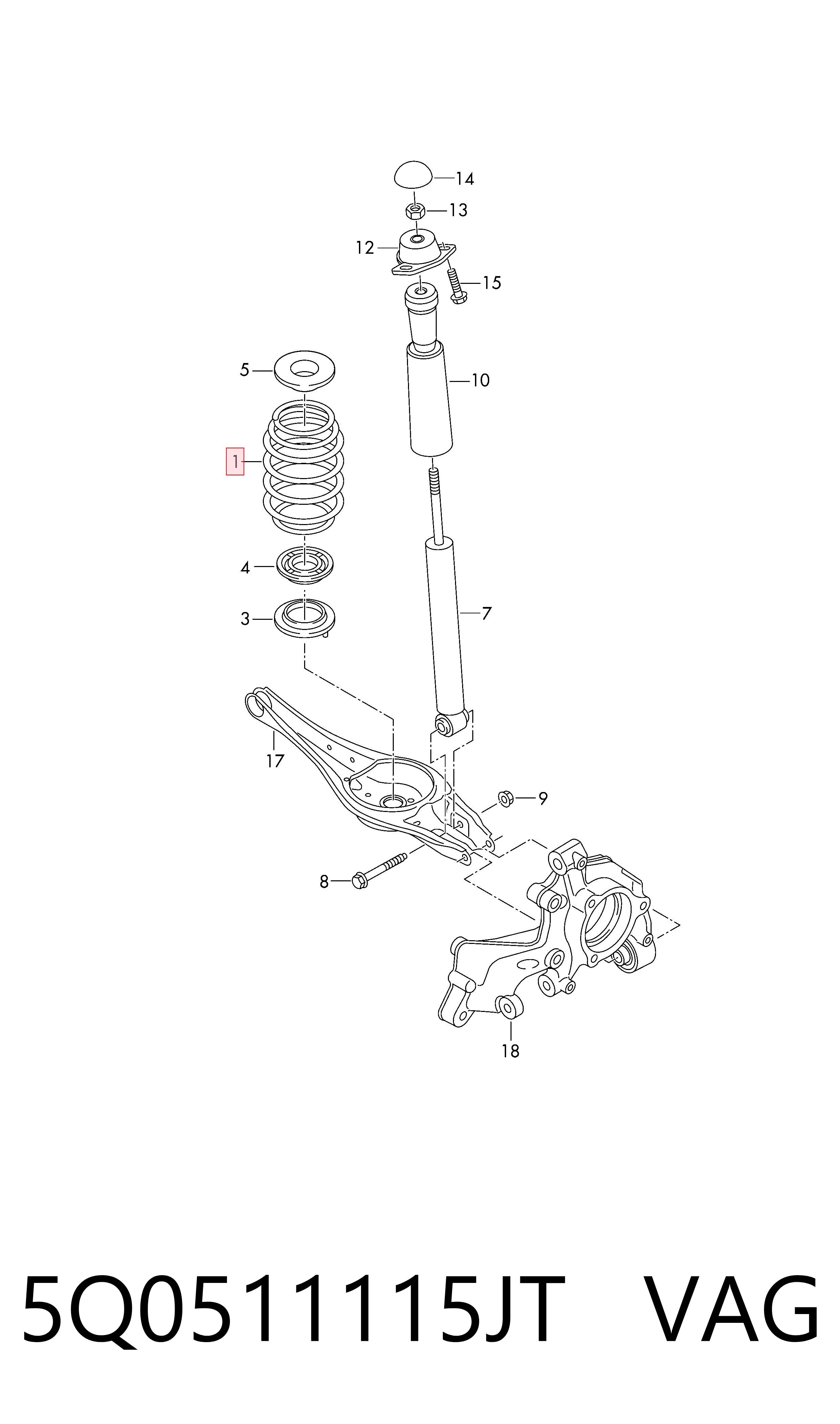 Comprar Muelle trasero Audi A3  8VS, 8VM a bajo precio