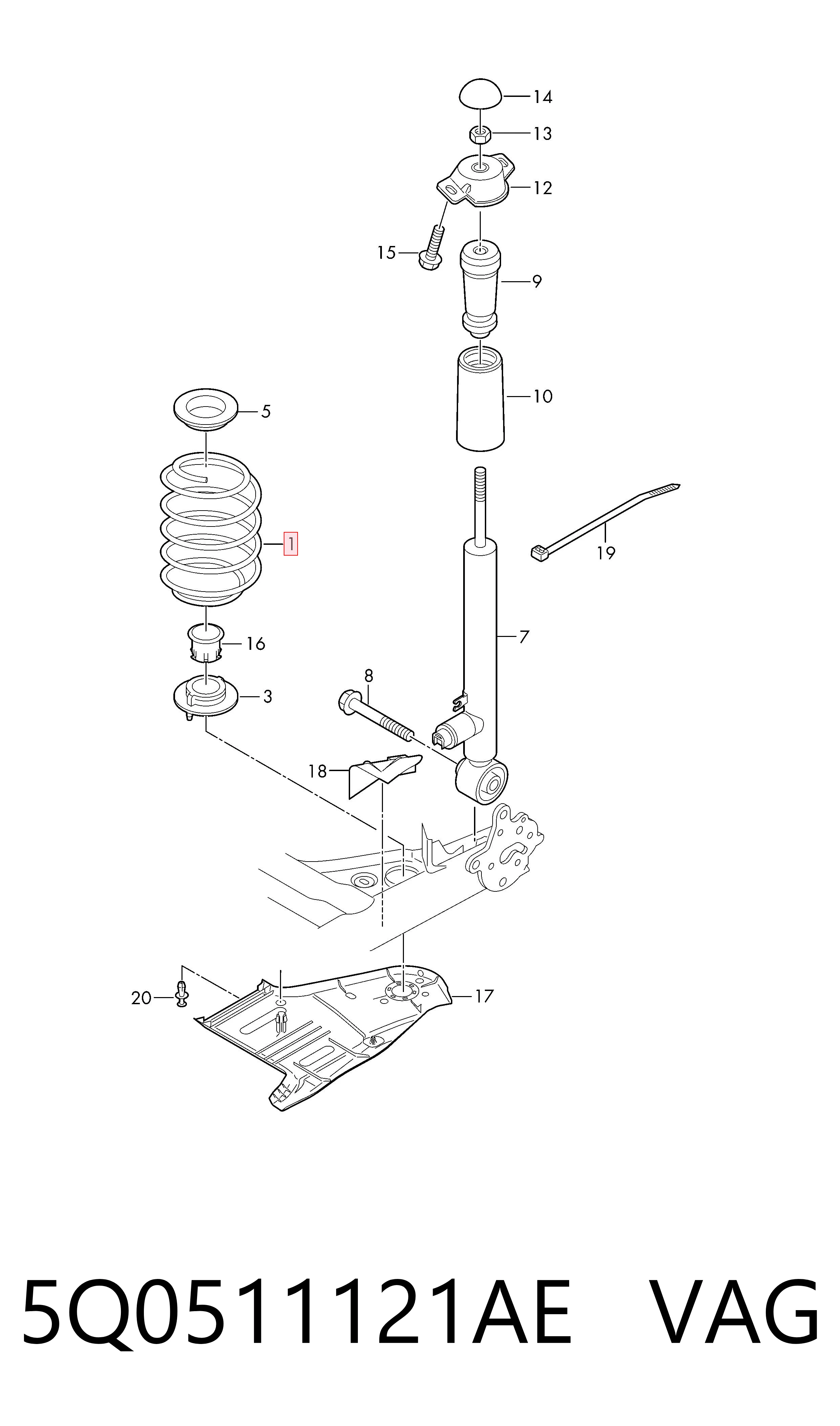 Muelle de suspensión trasero VAG 5Q0511121AE precio, desde 31,05 EUR